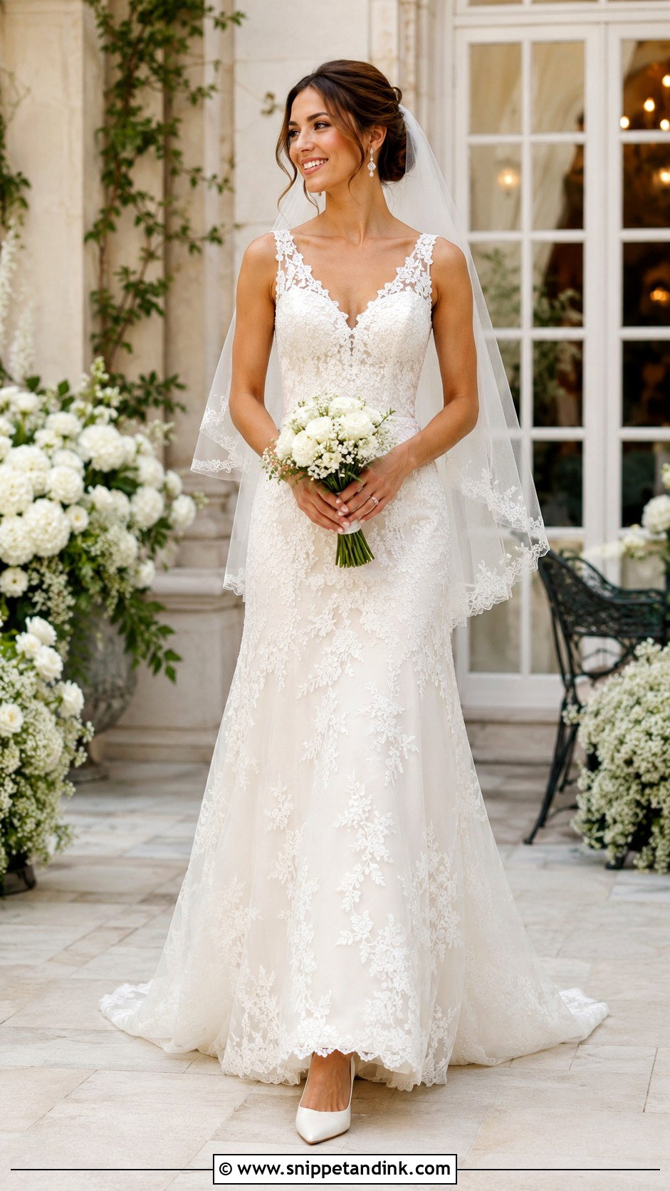 Lace A Line Bride Look - Snippet and Ink - 20 Cute Bride Ideas