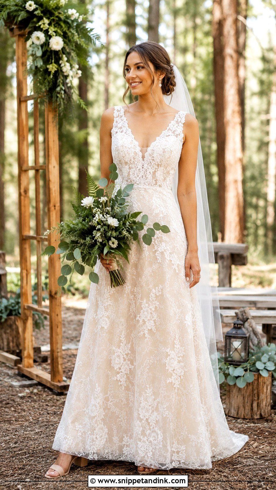 Lace A Line Camp Wedding Dress - Snippet and Ink - 20 Camp Wedding Dress Ideas