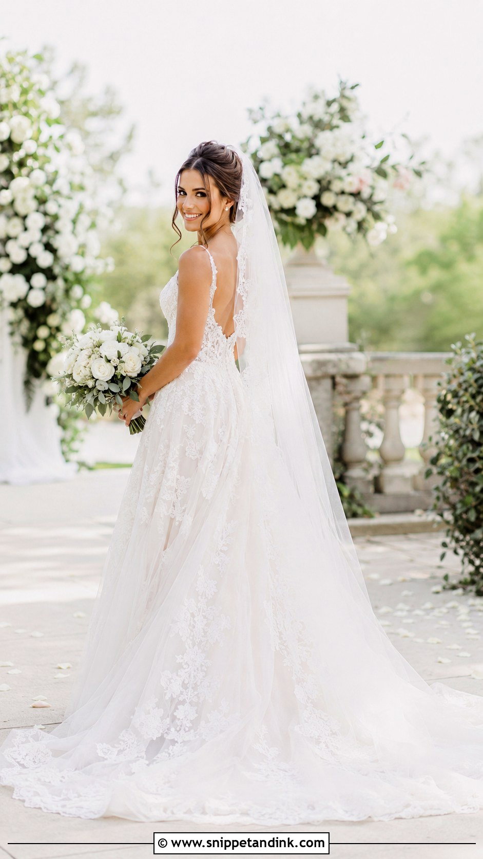 Lace A Line Chapel Train Dress - Snippet and Ink - 20 Bridal Train Dresses