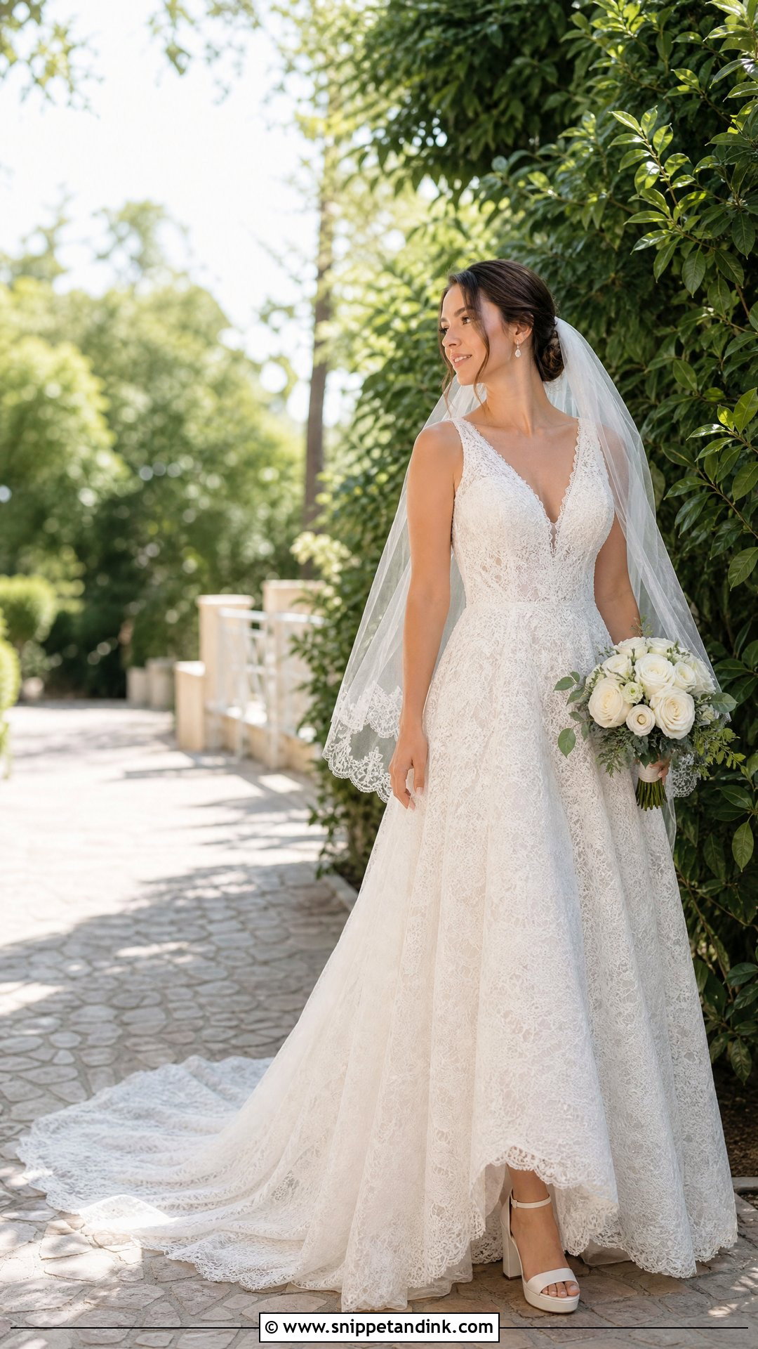 Lace A Line Dress With Court Train - Snippet and Ink - 25 Dress Train Ideas