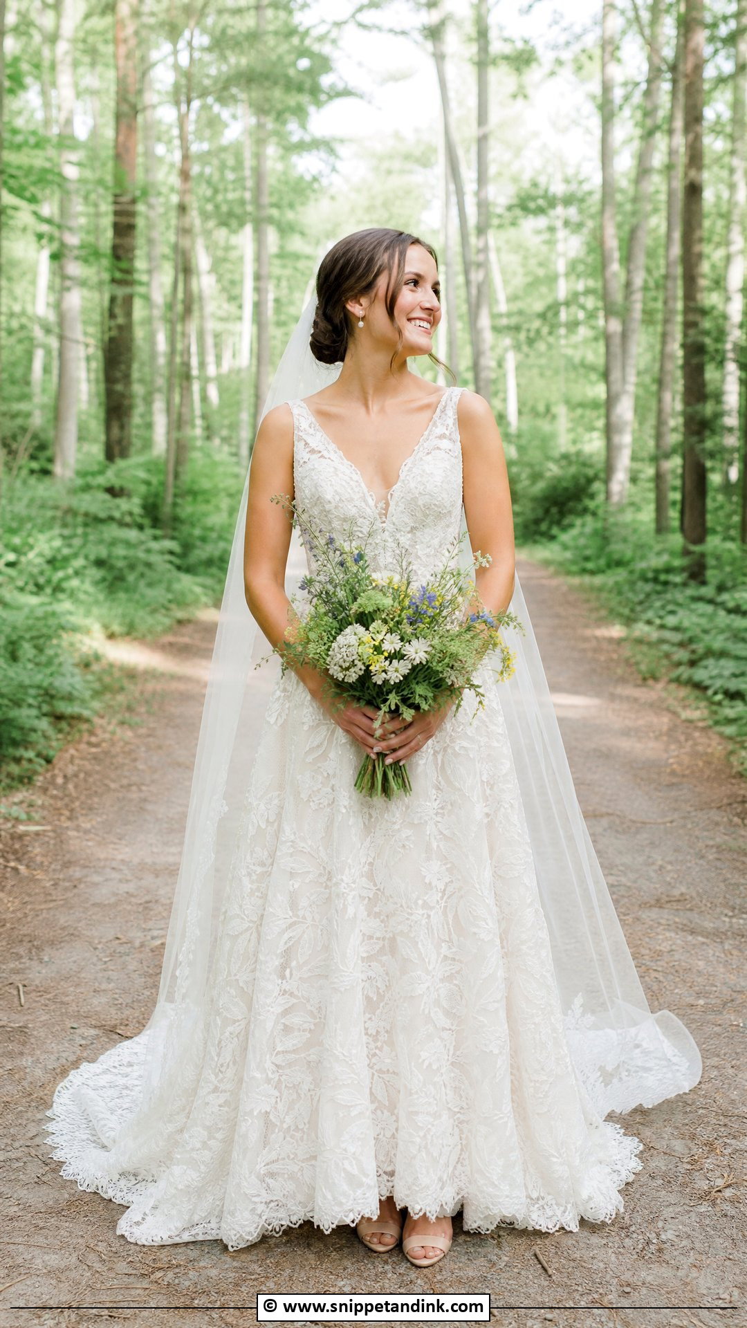 Lace A Line Forest Wedding Dress - Snippet and Ink - 35 Forest Wedding Dress Ideas