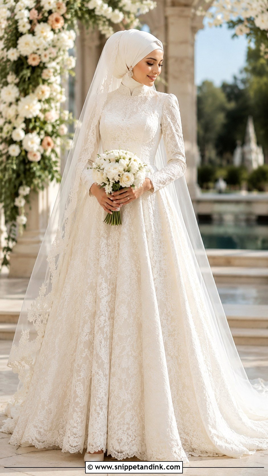 Lace A Line Hijab Wedding Dress - Snippet and Ink - 20 Muslim Wedding Dress Hijab Bride Simple Ideas