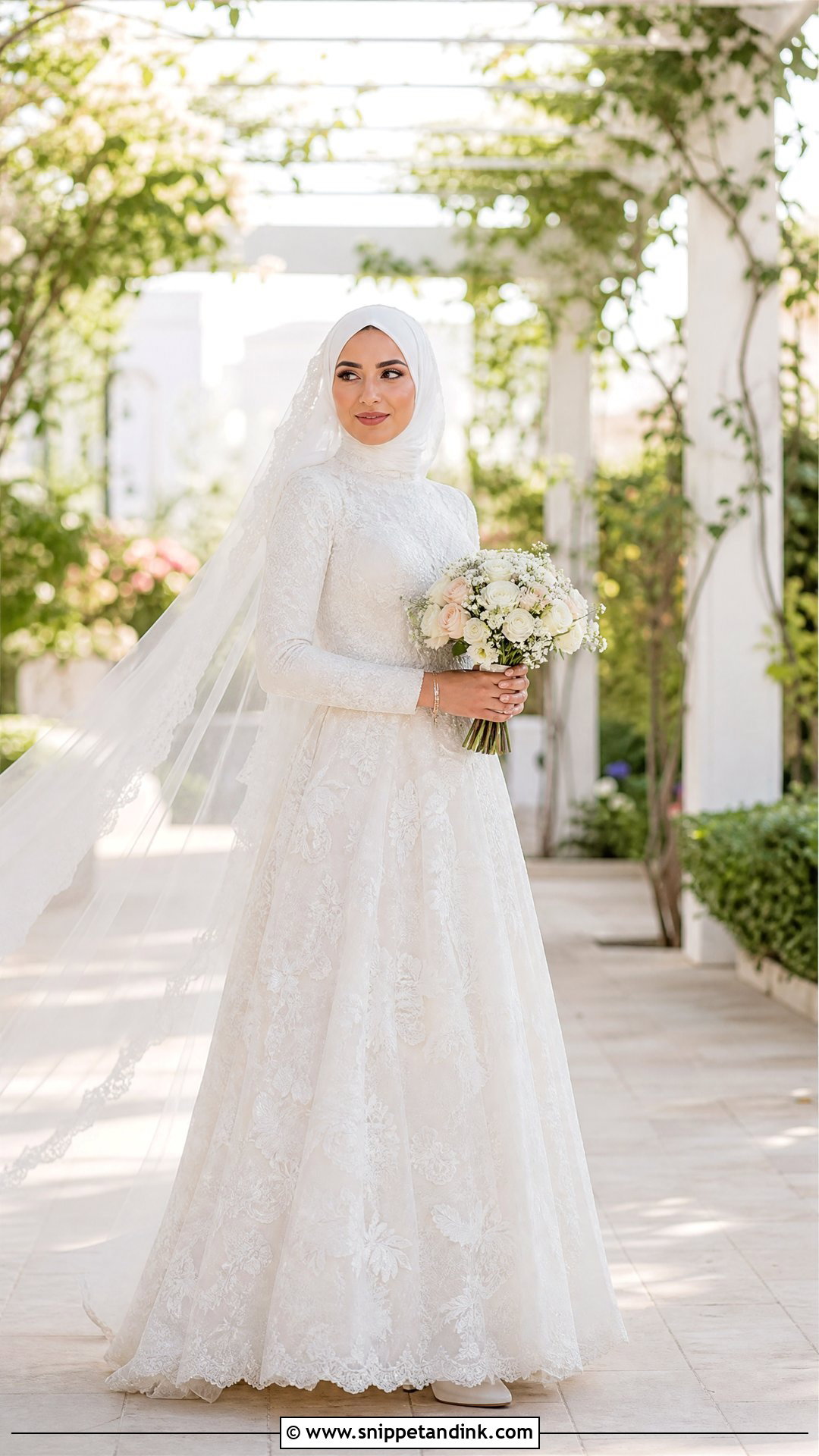 Lace A Line Hijabi Wedding Gown - Snippet and Ink - 20 Hijabi Wedding Dress Gowns