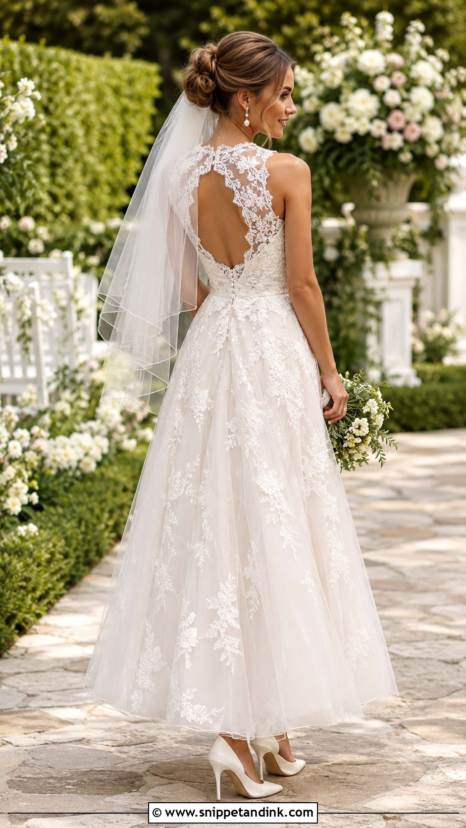 Lace A Line Keyhole Back Wedding Dress - Snippet and Ink - 20 Keyhole Wedding Dress Ideas