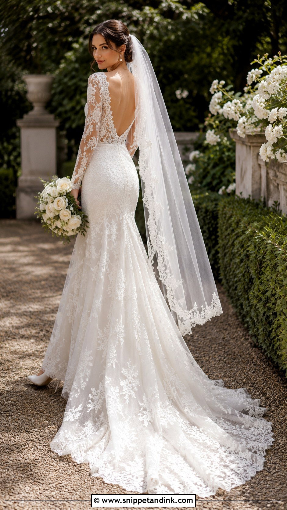 Lace A Line Long Sleeve Low Back Wedding Dress - Snippet and Ink - 20 Long Sleeve Low Back Wedding Dress Ideas