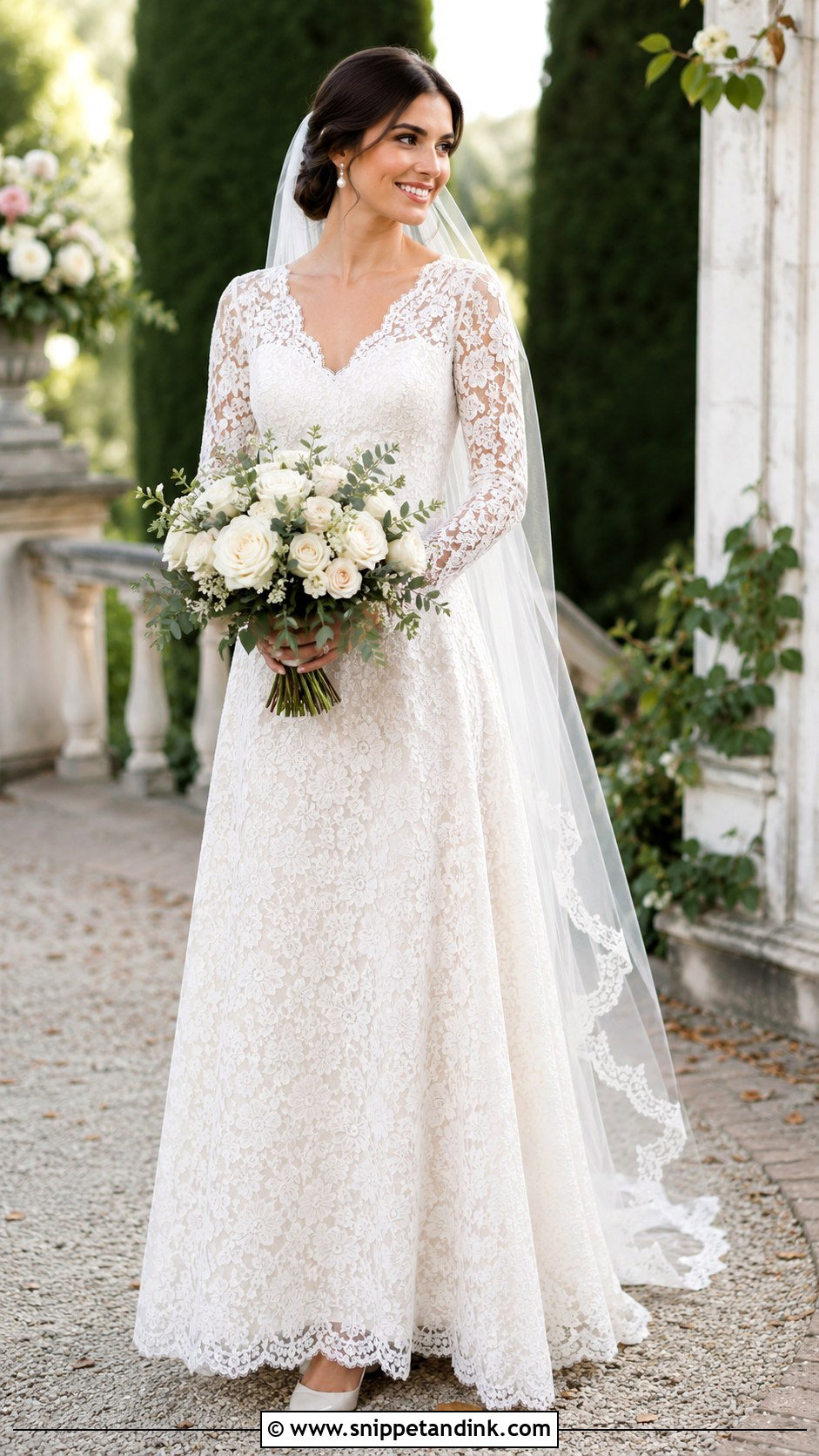 Lace A Line Long Sleeve Wedding Dress - Snippet and Ink - 20 Classic Long Sleeve Wedding Dress Ideas