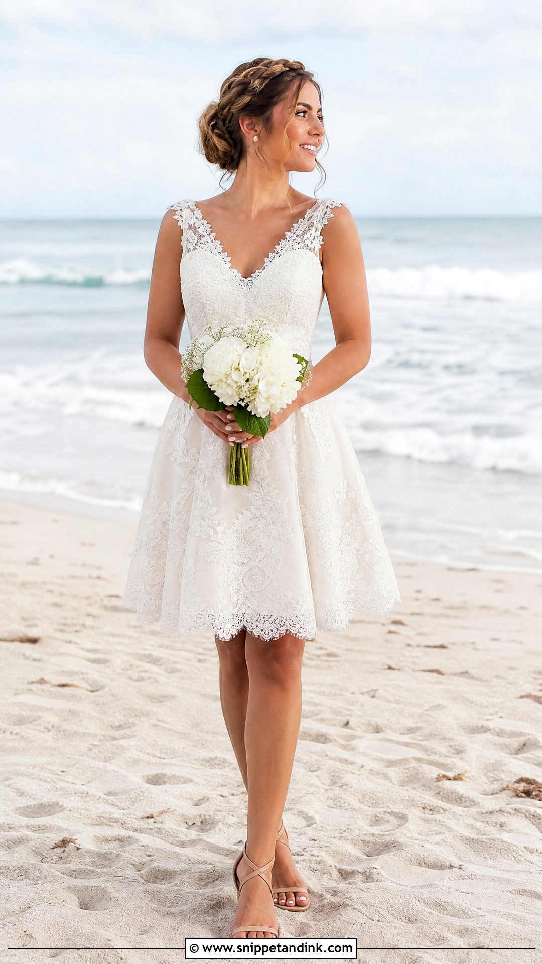 Lace A Line Short Beach Wedding Dress - Snippet and Ink - 20 Short Beach Wedding Dress Ideas
