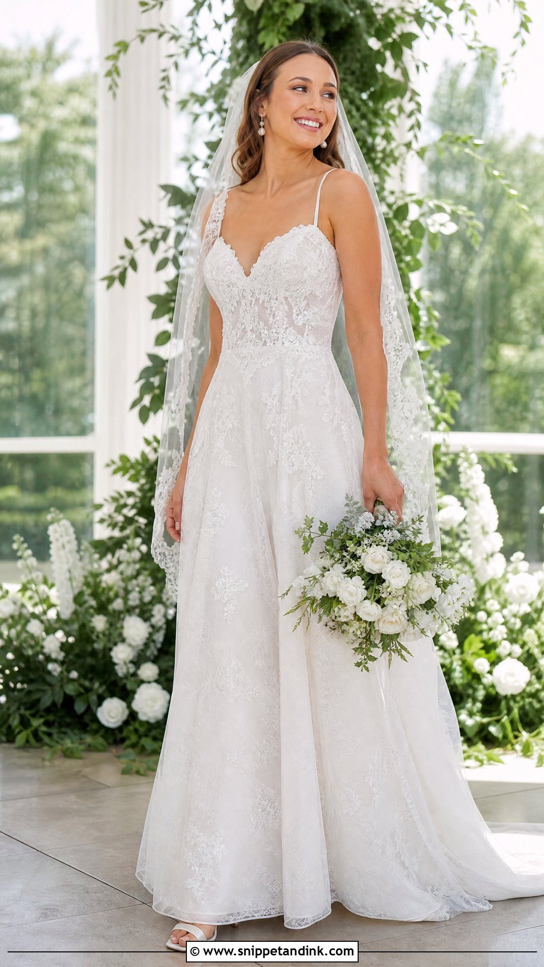 Lace A Line Strappy Wedding Dress - Snippet and Ink - 20 Strappy Wedding Dress Ideas