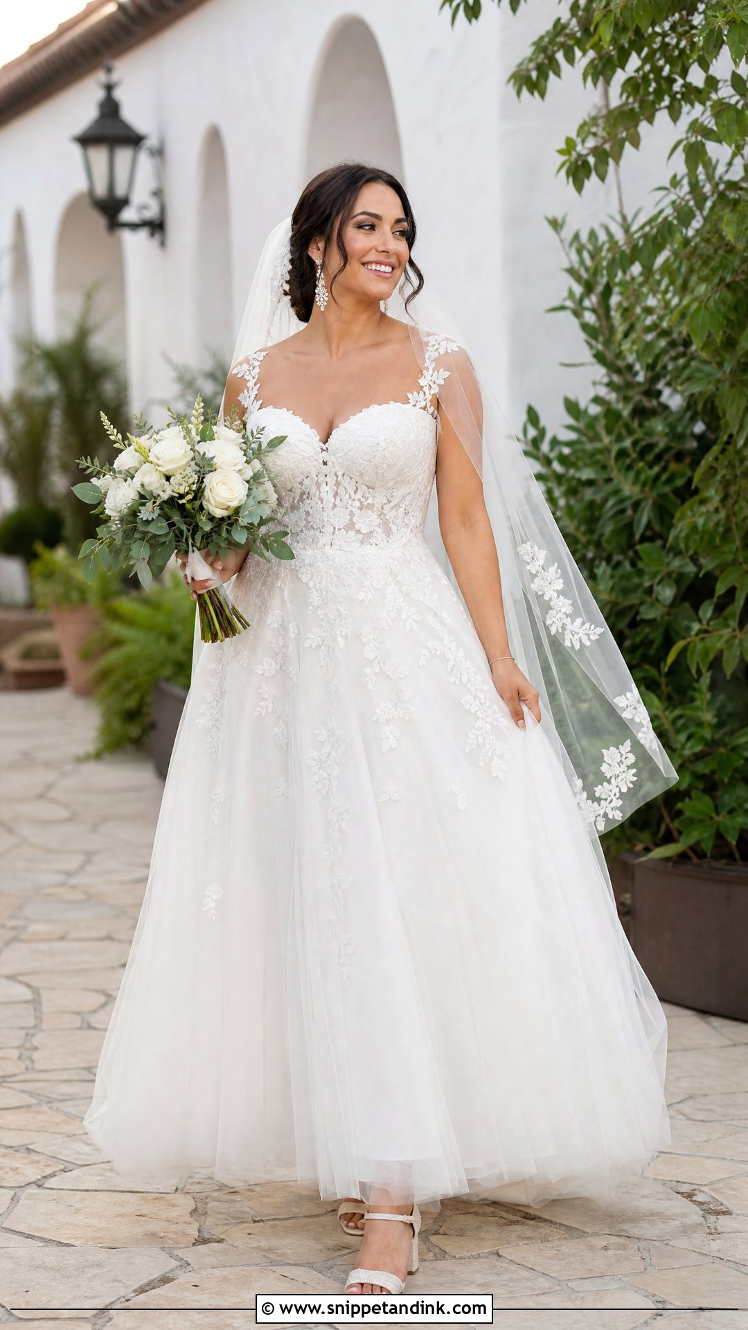 Lace A Line Sweetheart Wedding Dress - Snippet and Ink - 20 Sweetheart Neck Wedding Dress Ideas
