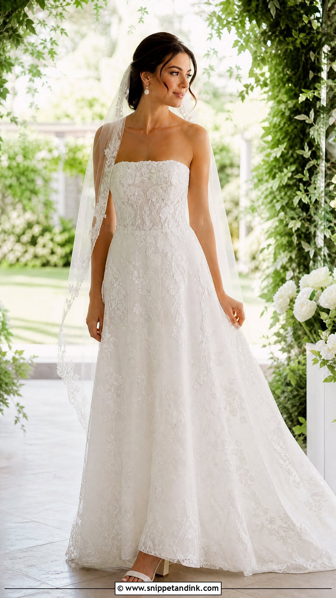Lace A Line Tube Wedding Gown - Snippet and Ink - 20 Tube Wedding Gown Ideas