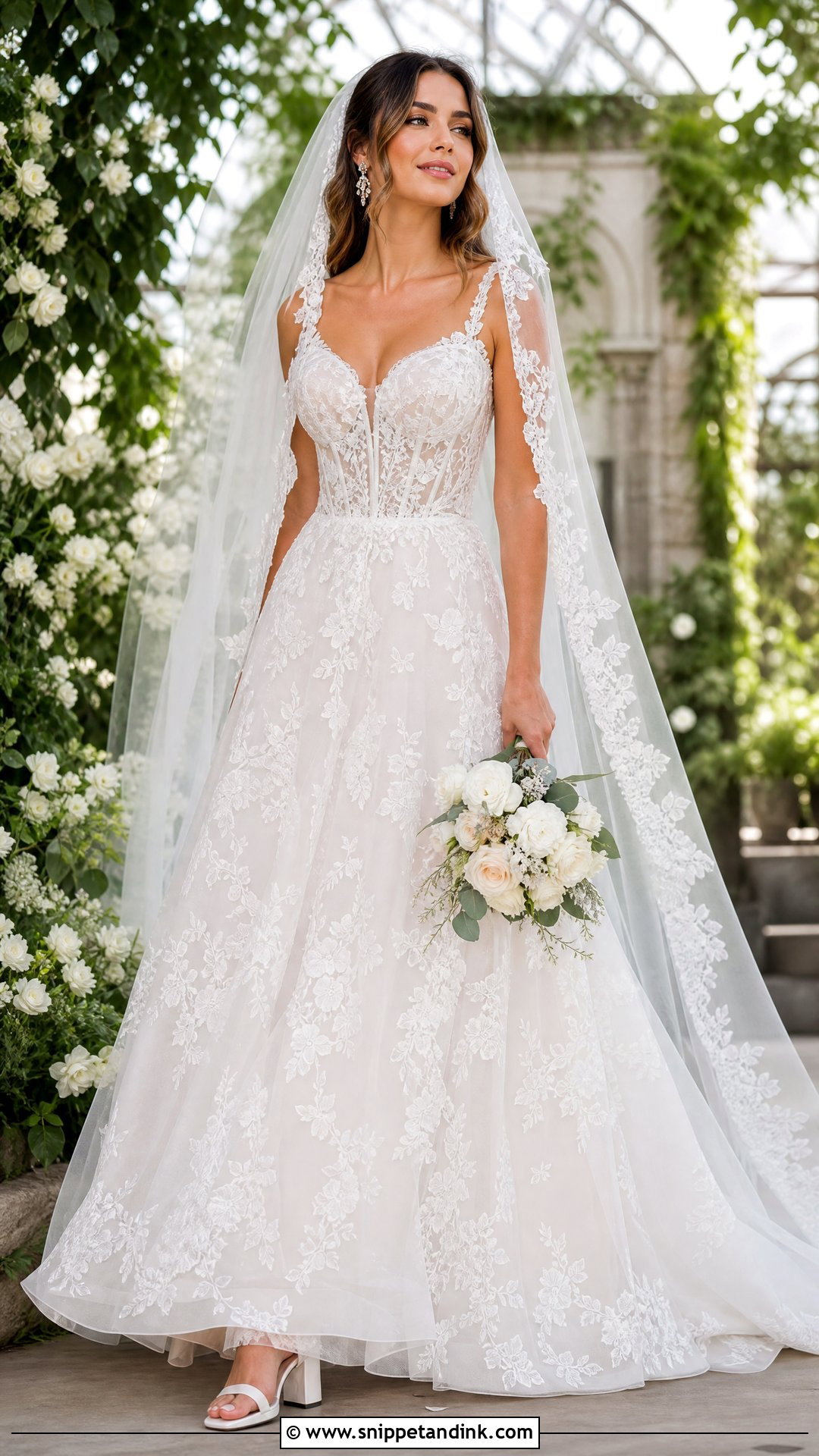 Lace A Line V Corset Wedding Dress - Snippet and Ink - 20 V Corset Wedding Dress Ideas