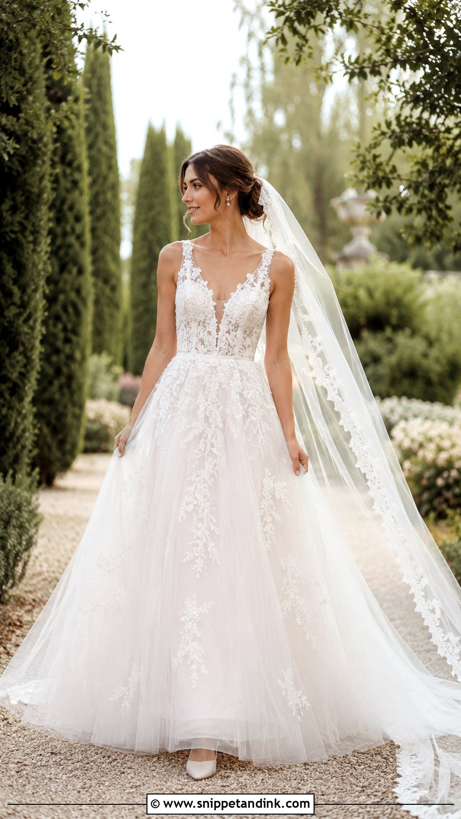 Lace A Line V Cut Wedding Dress - Snippet and Ink - 20 V Cut Wedding Dress Ideas