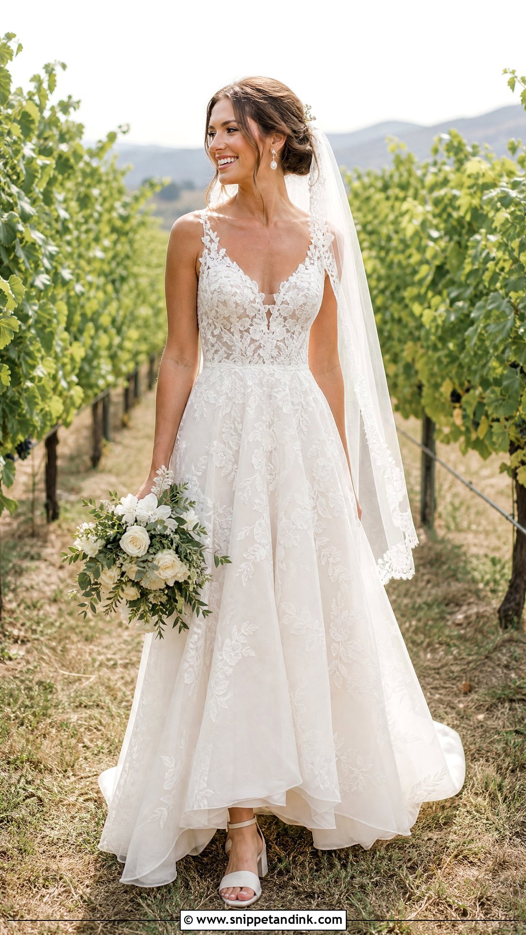 Lace A Line Vineyard Wedding Dress - Snippet and Ink - 20 Vineyard Wedding Dress Ideas