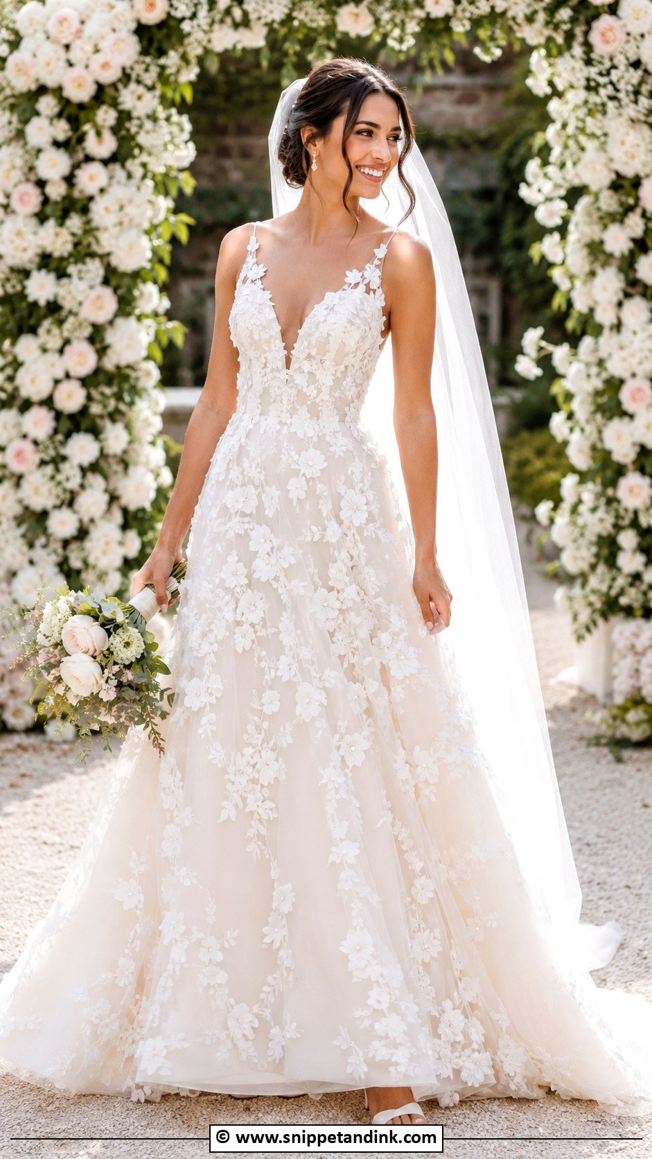 Lace A Line Wedding Dress - Snippet and Ink - 25 Enchanting Wedding Dress Ideas