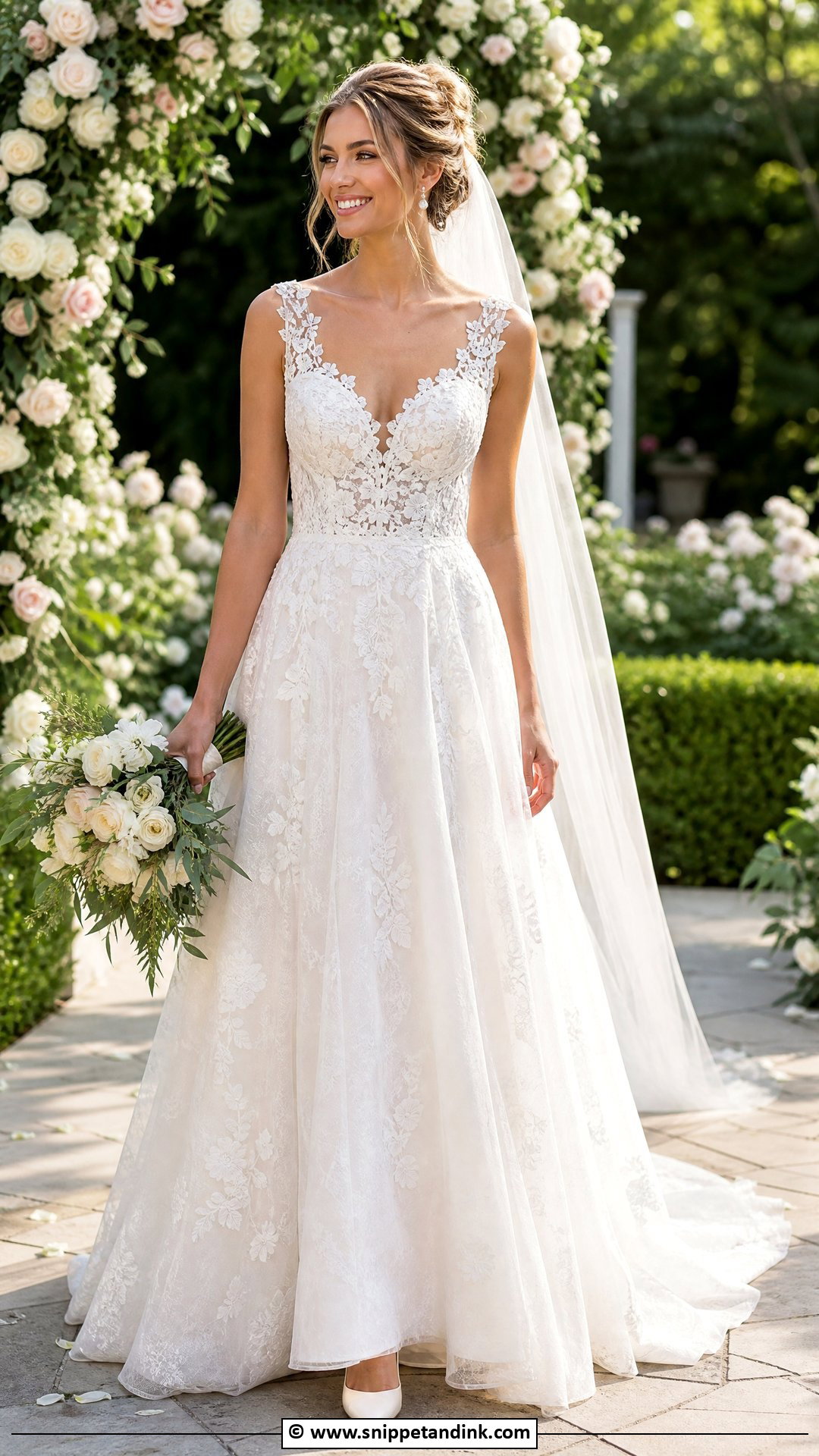 Lace A Line Wedding Dress - Snippet and Ink - 35 Lace Styles for Wedding