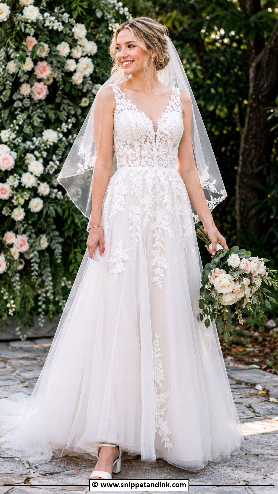 Lace A Line Wedding Dress - Snippet and Ink - 35 Timeless Wedding Dress Ideas