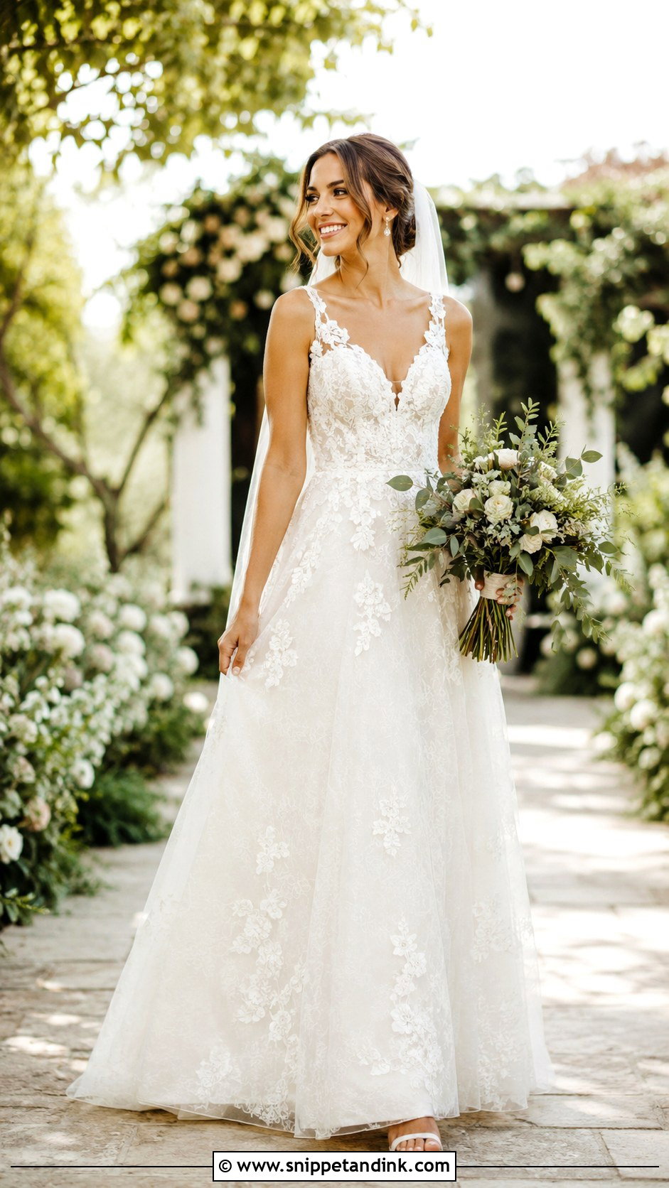 Lace A Line Wedding Dress - Snippet and Ink - 25 Bridal Lace Ideas