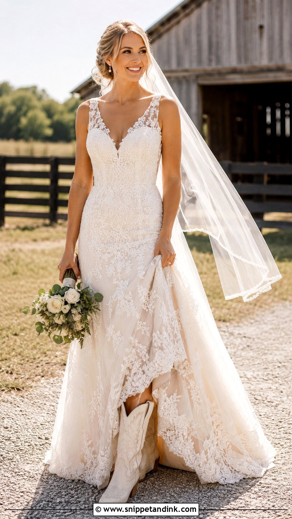 Lace A Line Wedding Dress - Snippet and Ink - 25 Country Style Wedding Dresses