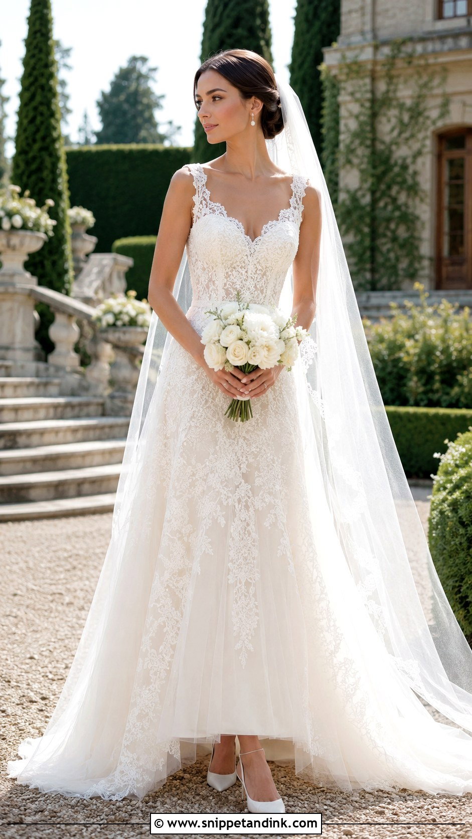 Lace A Line Wedding Dress - Snippet and Ink - 20 Amal Clooney Wedding Dress Ideas