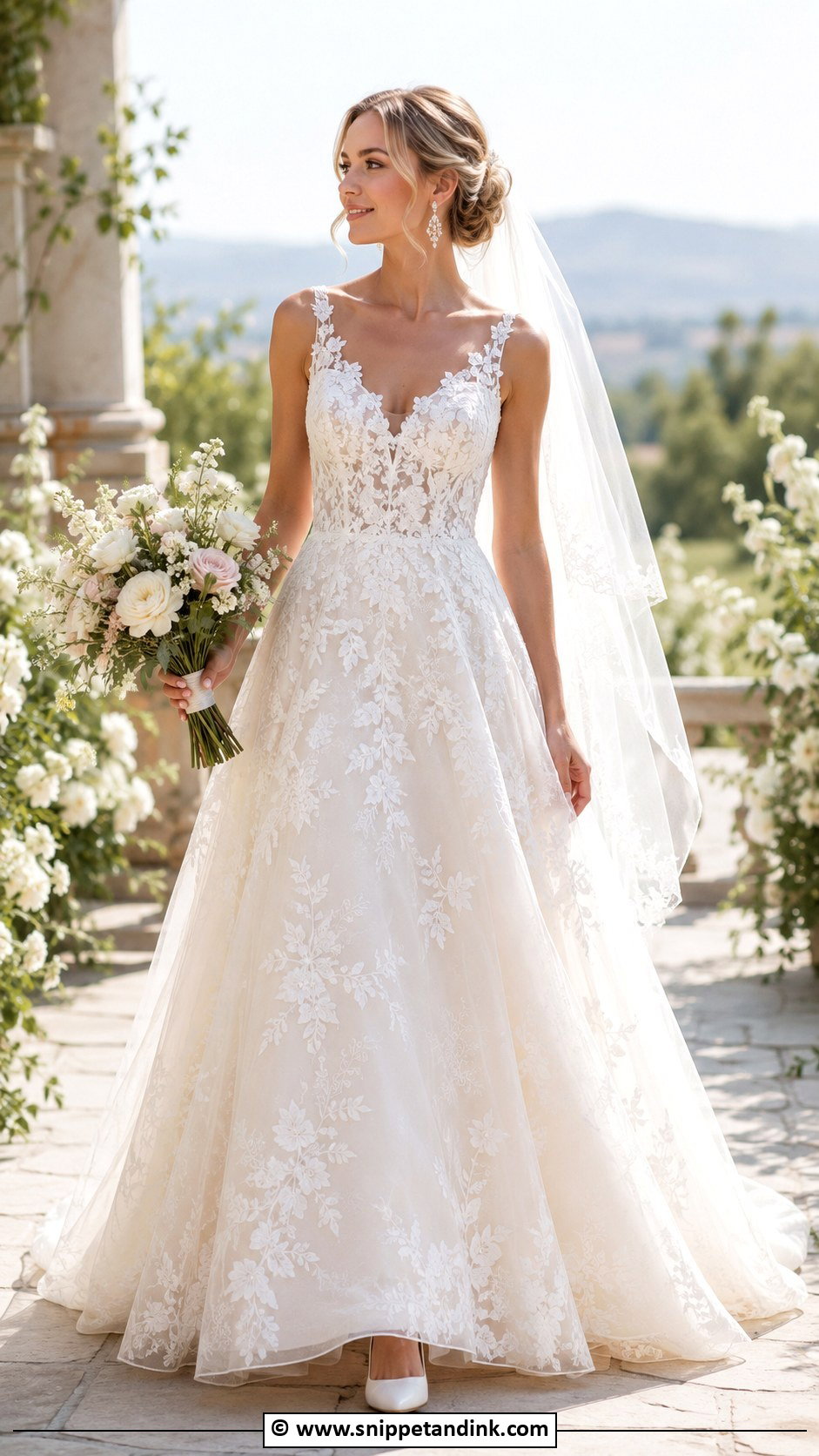 Lace A Line Wedding Dress - Snippet and Ink - 25 Whimsical Wedding Dresses