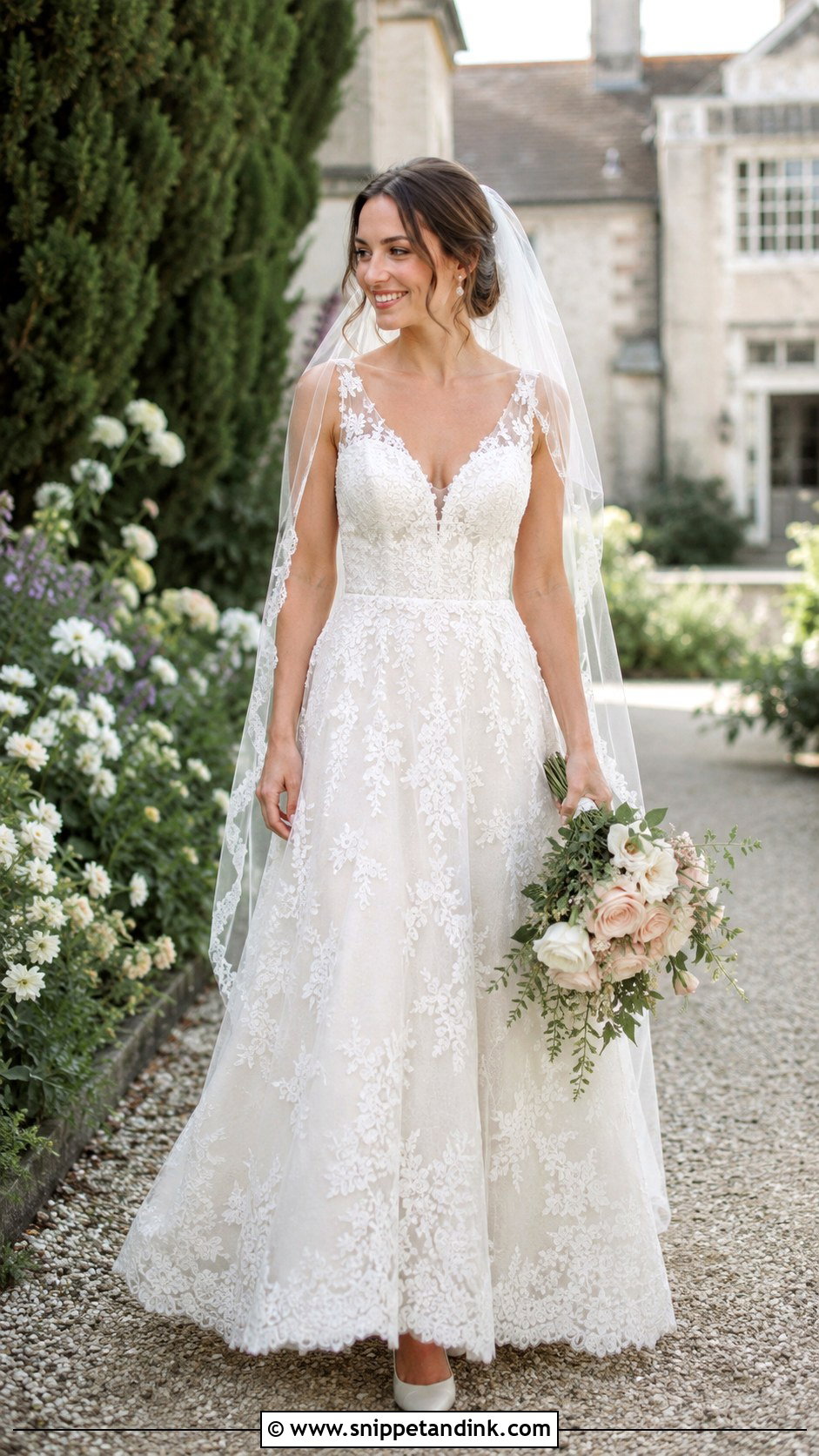 Lace A Line Wedding Dress - Snippet and Ink - 20 Bridal Frocks Gowns Wedding Dresses