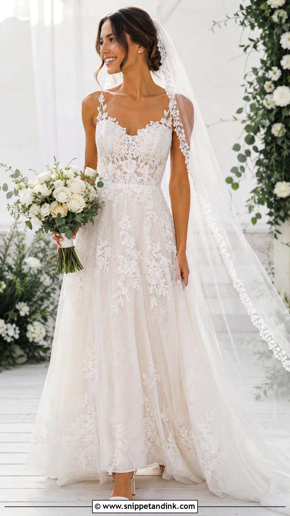 Lace A Line Wedding Dress - Snippet and Ink - 20 Fashion Wedding Dress Ideas