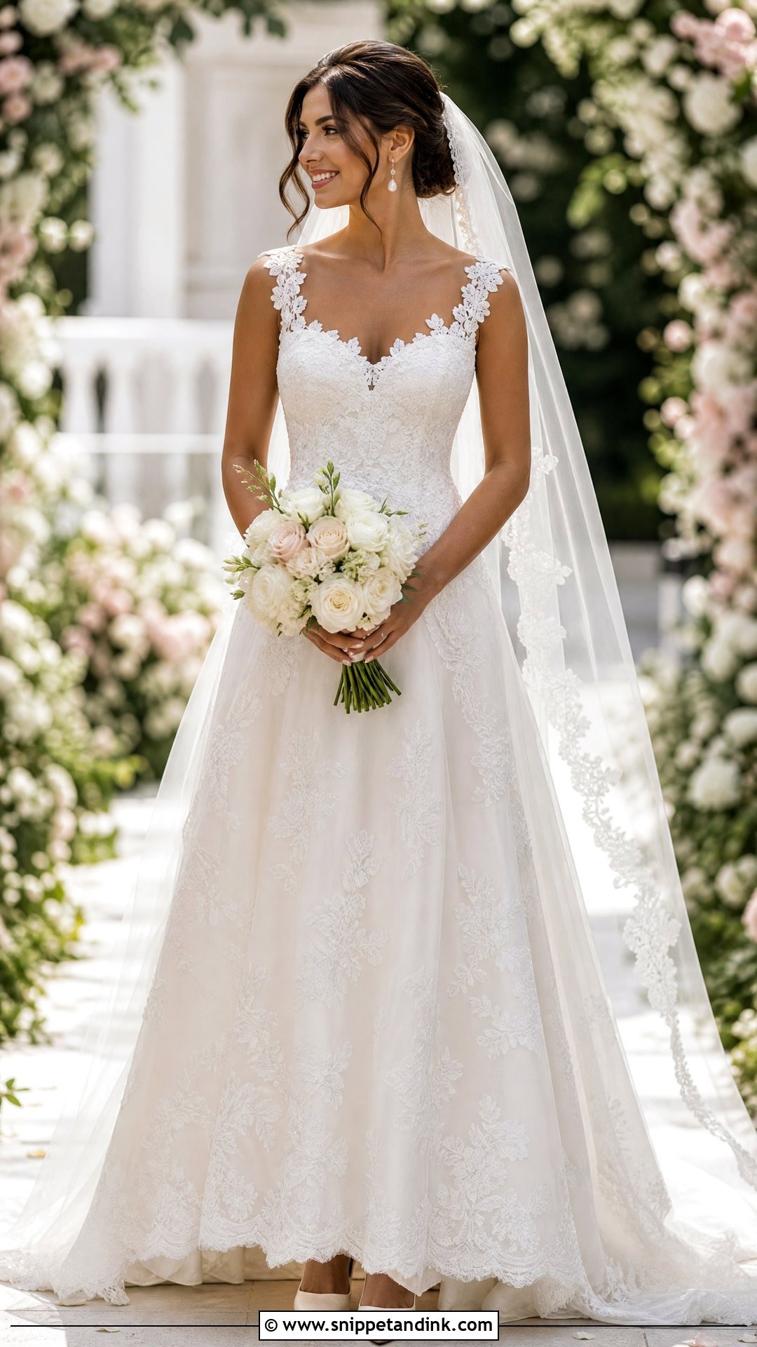 Lace A Line Wedding Dress - Snippet and Ink - 20 Feminine Wedding Dress Ideas