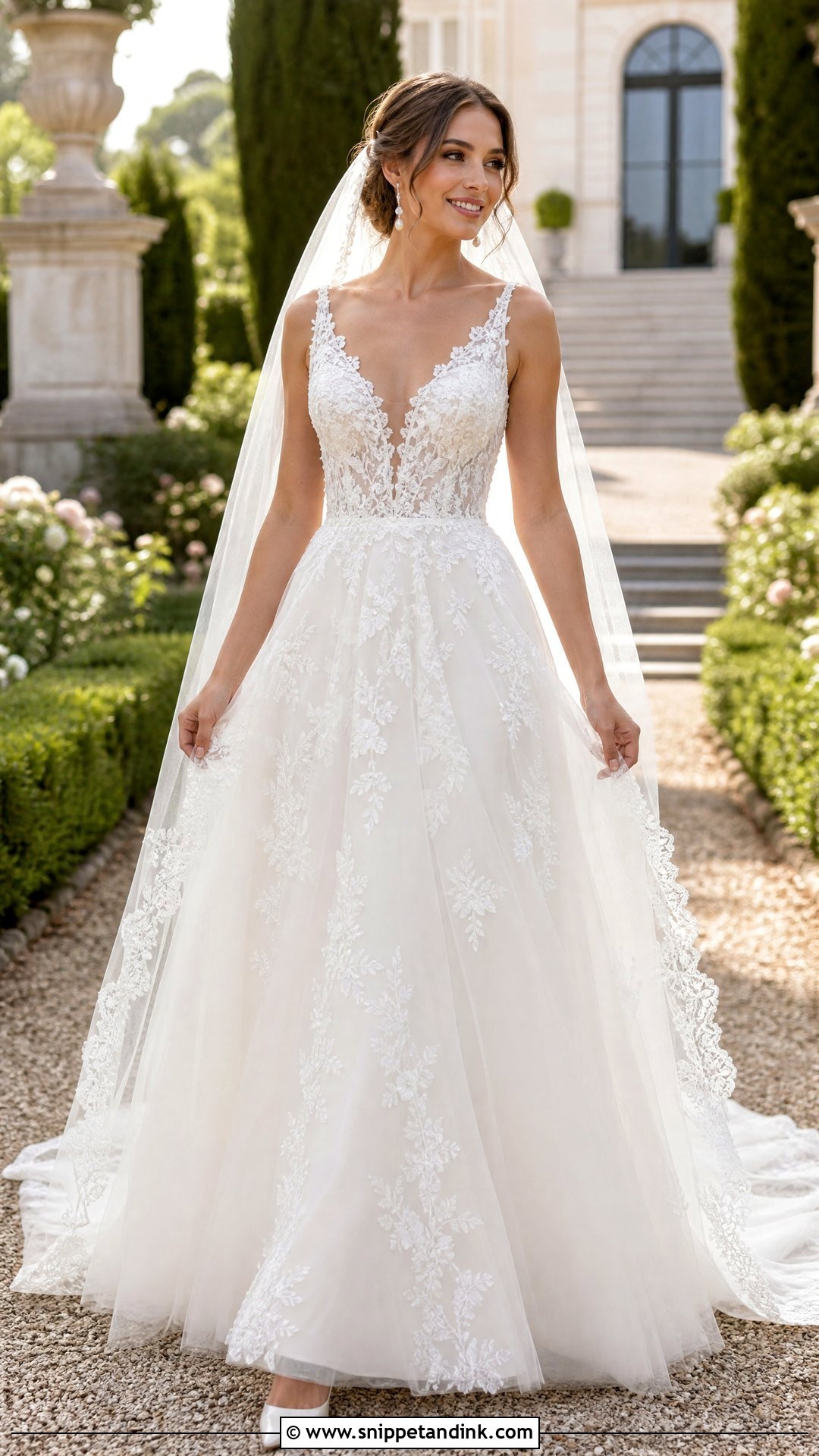 Lace A Line Wedding Dress - Snippet and Ink - 20 Romantic Dreamy Wedding Dress Ideas