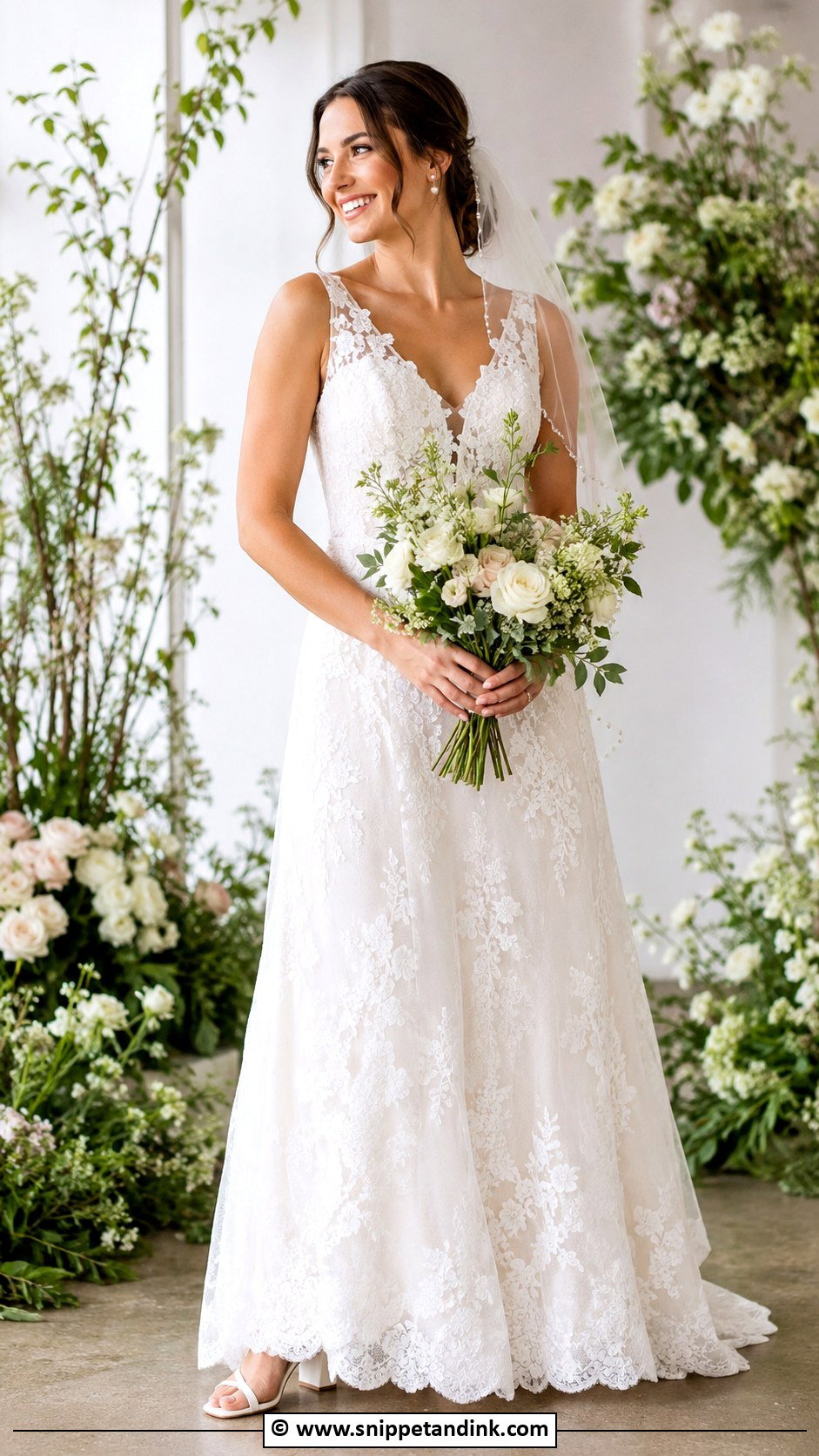 Lace A Line Wedding Dress - Snippet and Ink - 30 A-Line Wedding Dress Ideas