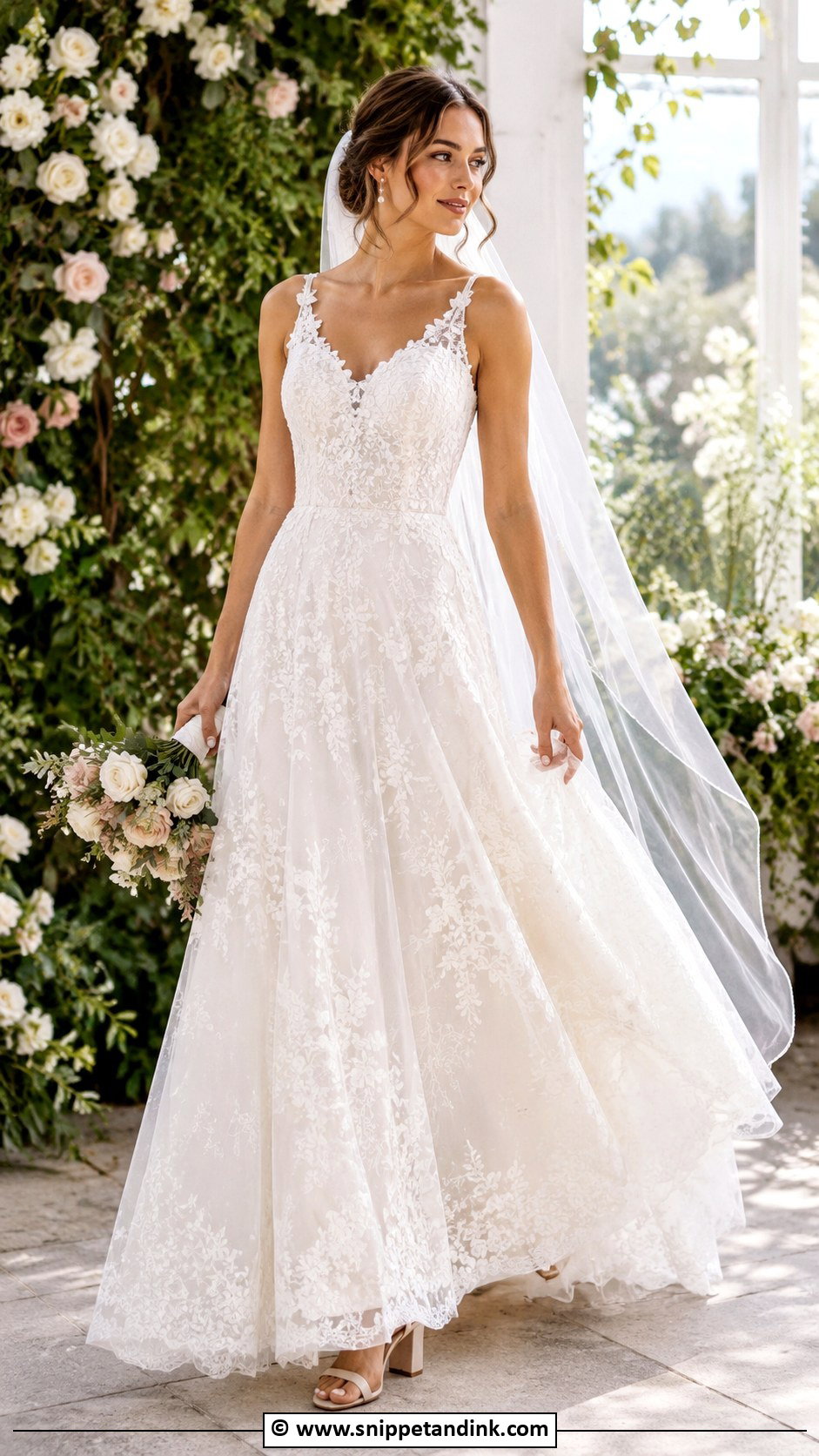 Lace A Line Wedding Dress - Snippet and Ink - 30 Stylish Wedding Dresses