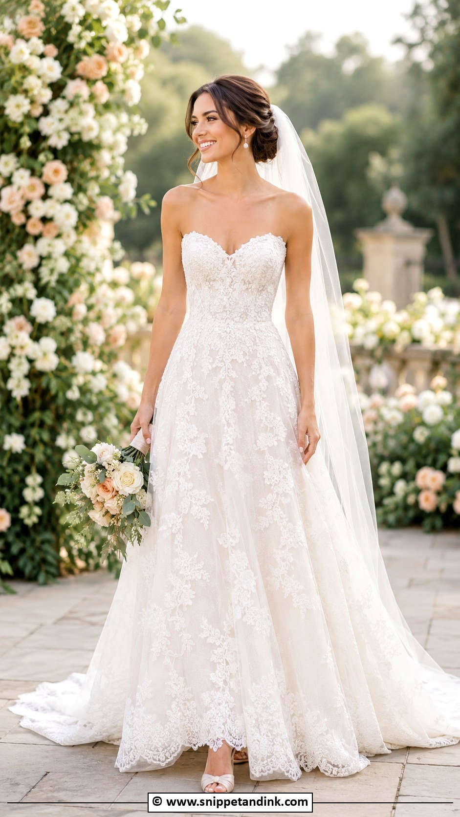 Lace A Line Wedding Dress - Snippet and Ink - 30 Timeless Elegant Wedding Dress Ideas