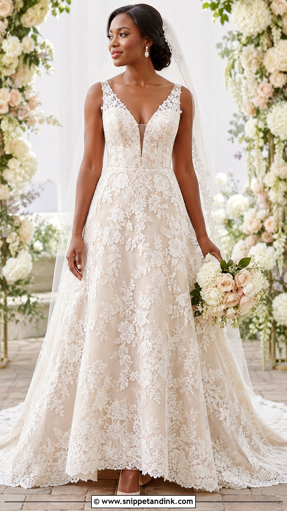 Lace A Line Wedding Dress For Black Women - Snippet and Ink - 30 Wedding Dress Black Women Ideas