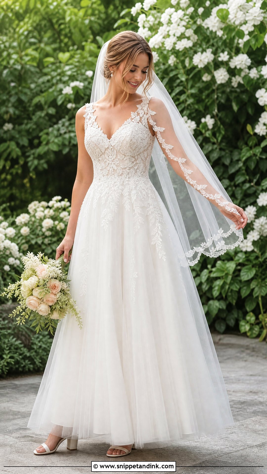 Lace A Line Wedding Dress Outfit - Snippet and Ink - 25 Wedding Dress Outfit Ideas