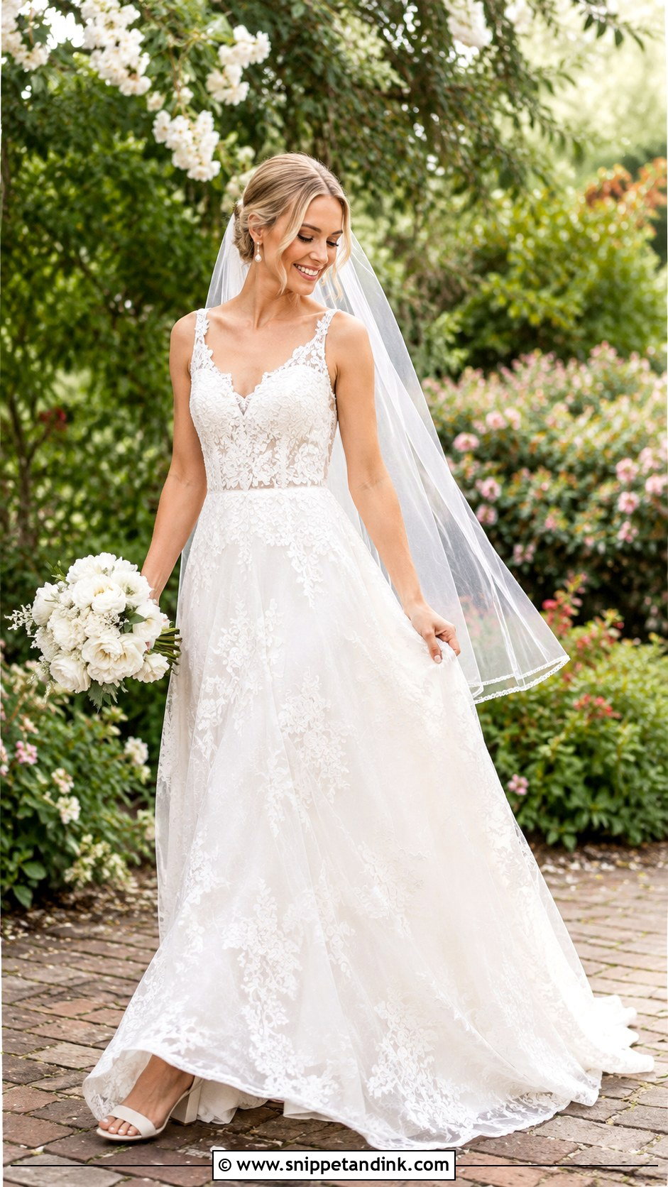 Lace A Line Wedding Dress Outfit - Snippet and Ink - 25 Wedding Outfit for Bride Ideas