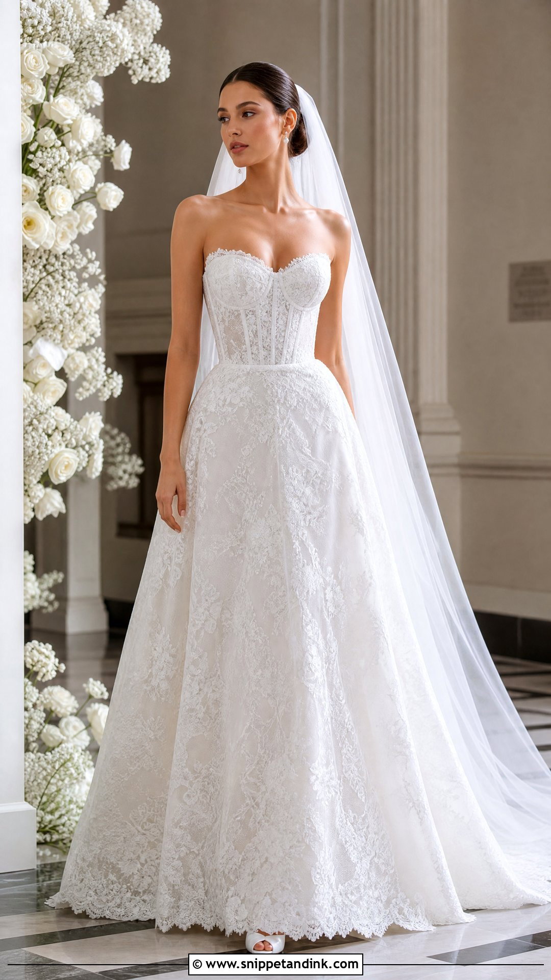 Lace A Line Wedding Dress With Corset Bodice - Snippet and Ink - 25 Lace a Line Wedding Dress Ideas
