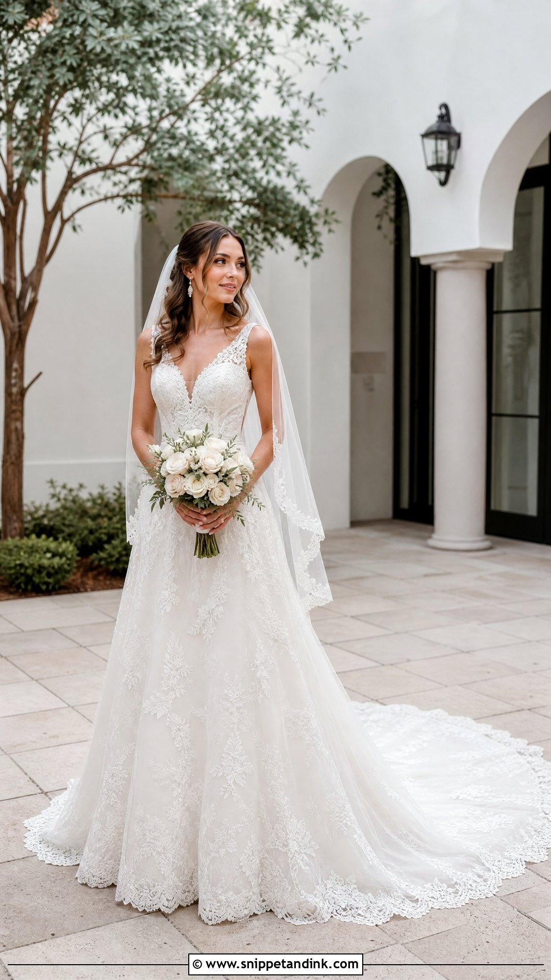 Lace A Line Wedding Dress With Court Train - Snippet and Ink - 25 Lace a Line Wedding Dress Ideas