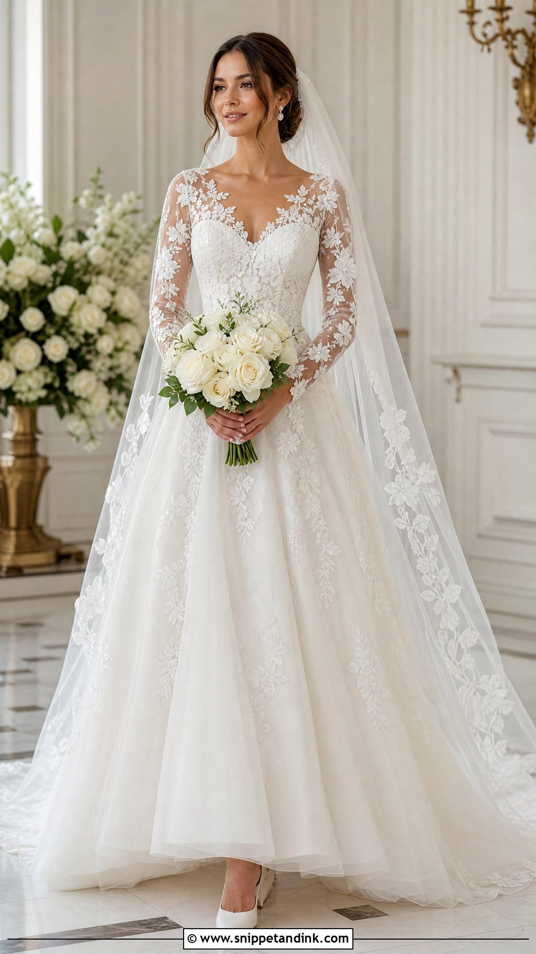 Lace A Line Wedding Dress With Long Sleeves - Snippet and Ink - 25 Aline Wedding Dress with Sleeves