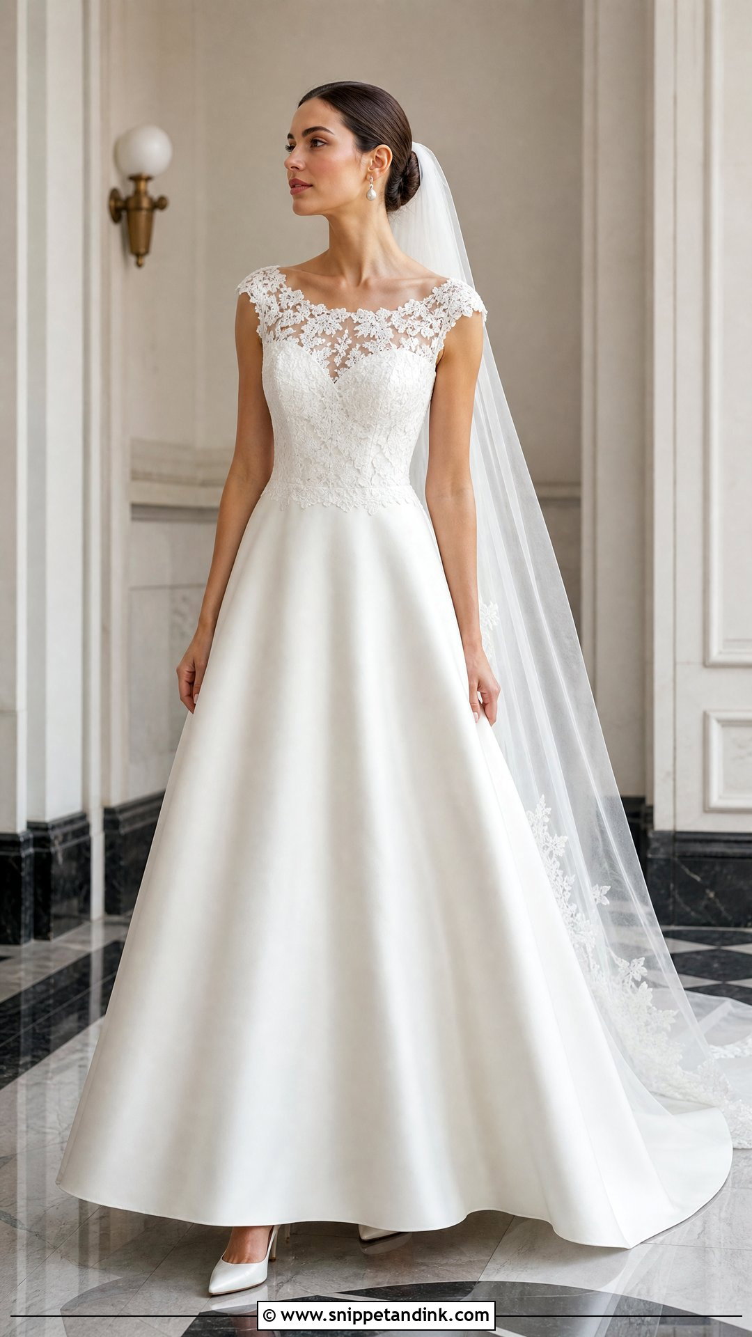 Lace A Line Wedding Dress With Satin Skirt - Snippet and Ink - 25 Lace a Line Wedding Dress Ideas