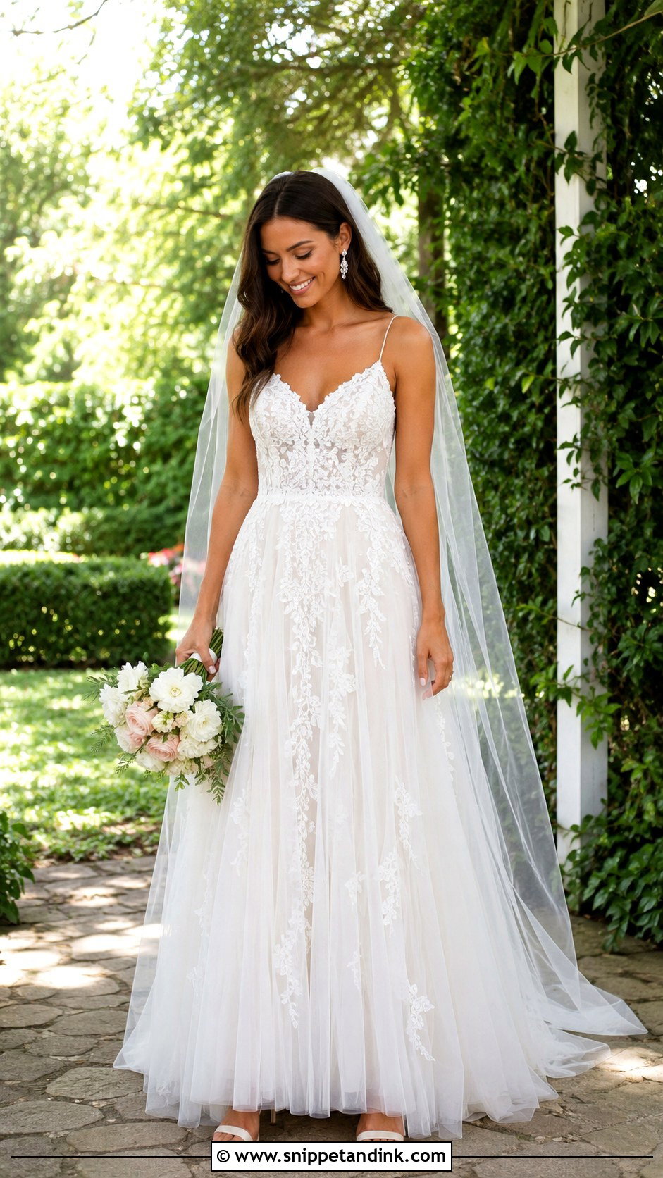 Lace A Line Wedding Dress With Spaghetti Straps - Snippet and Ink - 20 A Line Wedding Dress with Straps Ideas