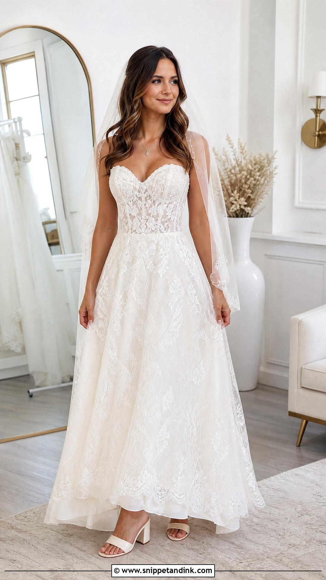 Lace A Line Wedding Dress With Sweetheart Neckline - Snippet and Ink - 25 Lace a Line Wedding Dress Ideas