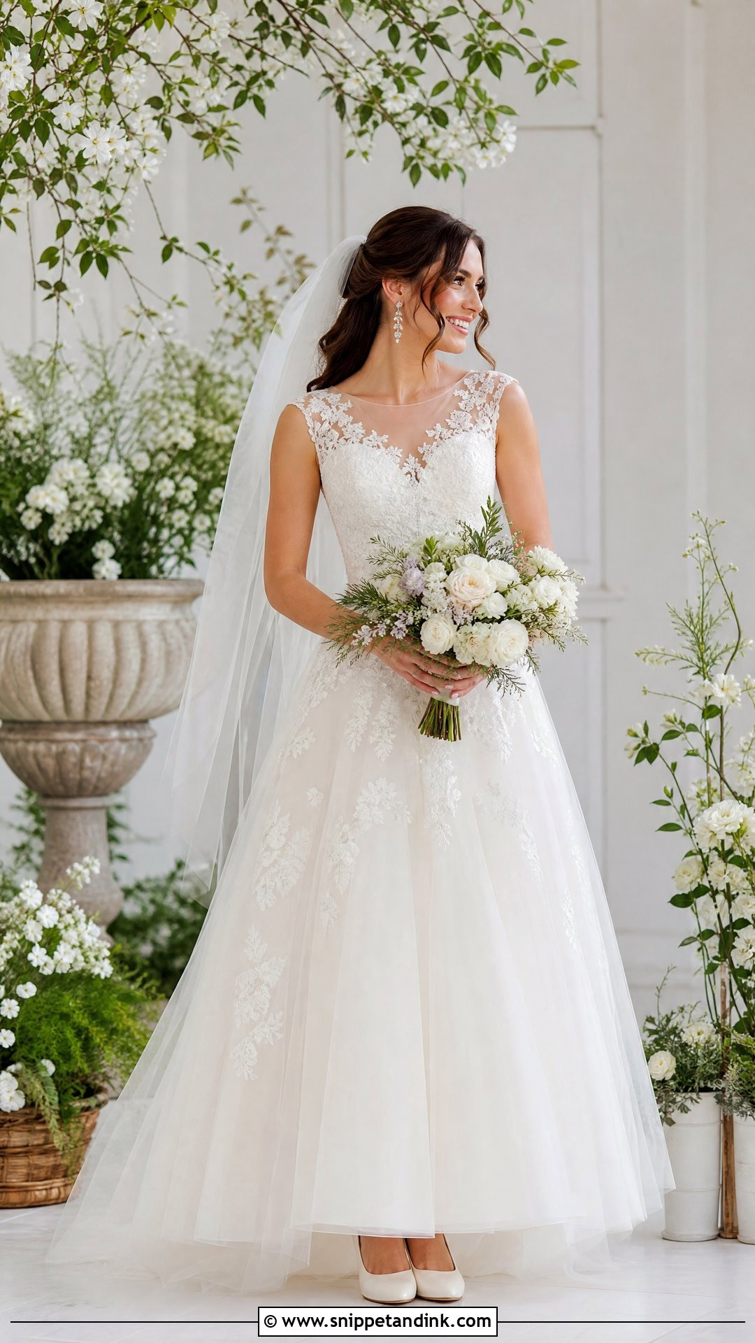 Lace A Line Wedding Dress With Tulle Skirt - Snippet and Ink - 25 Lace a Line Wedding Dress Ideas