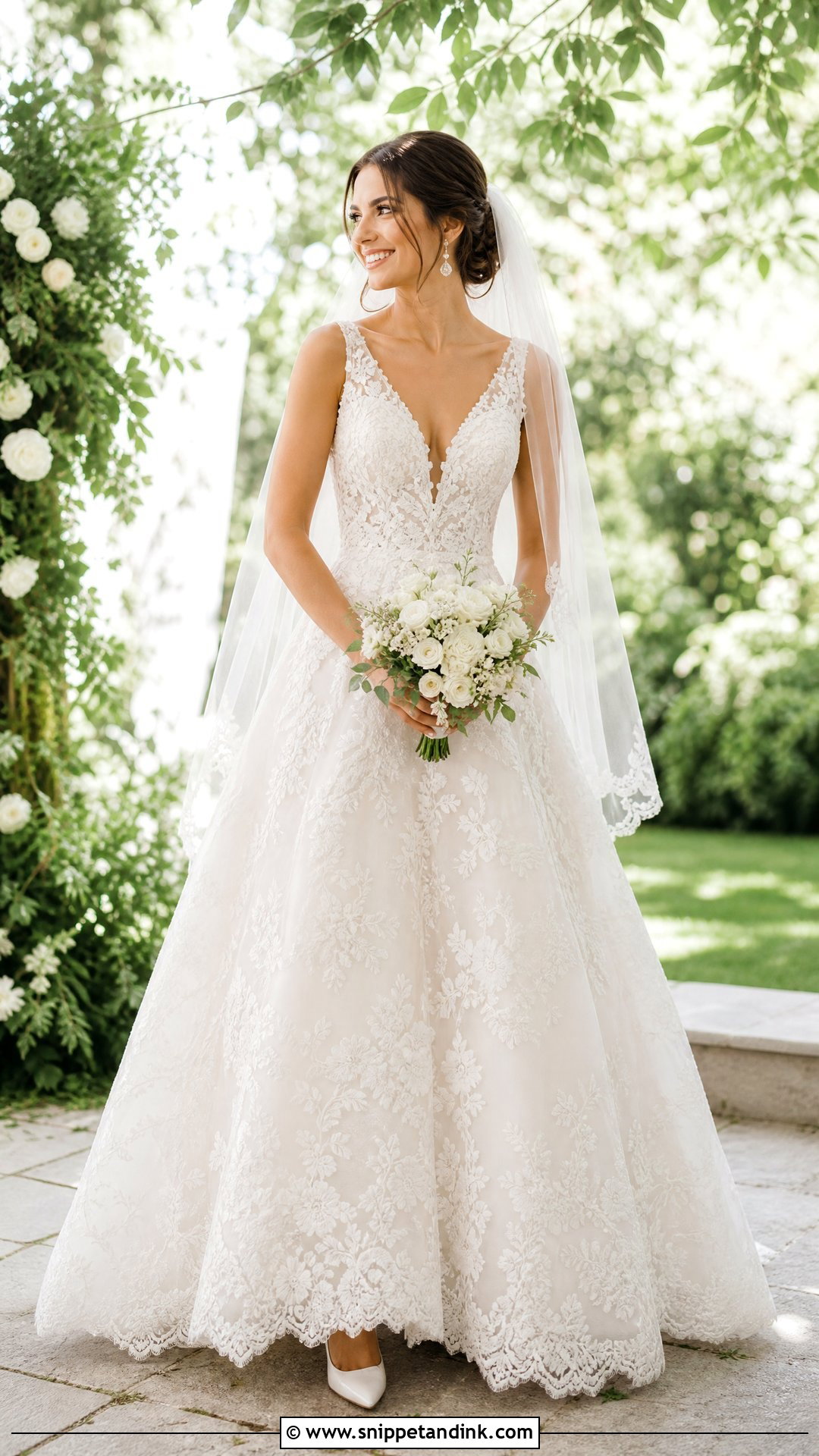 Lace A Line Wedding Gown - Snippet and Ink - 20 Wedding Gown Designs Brides
