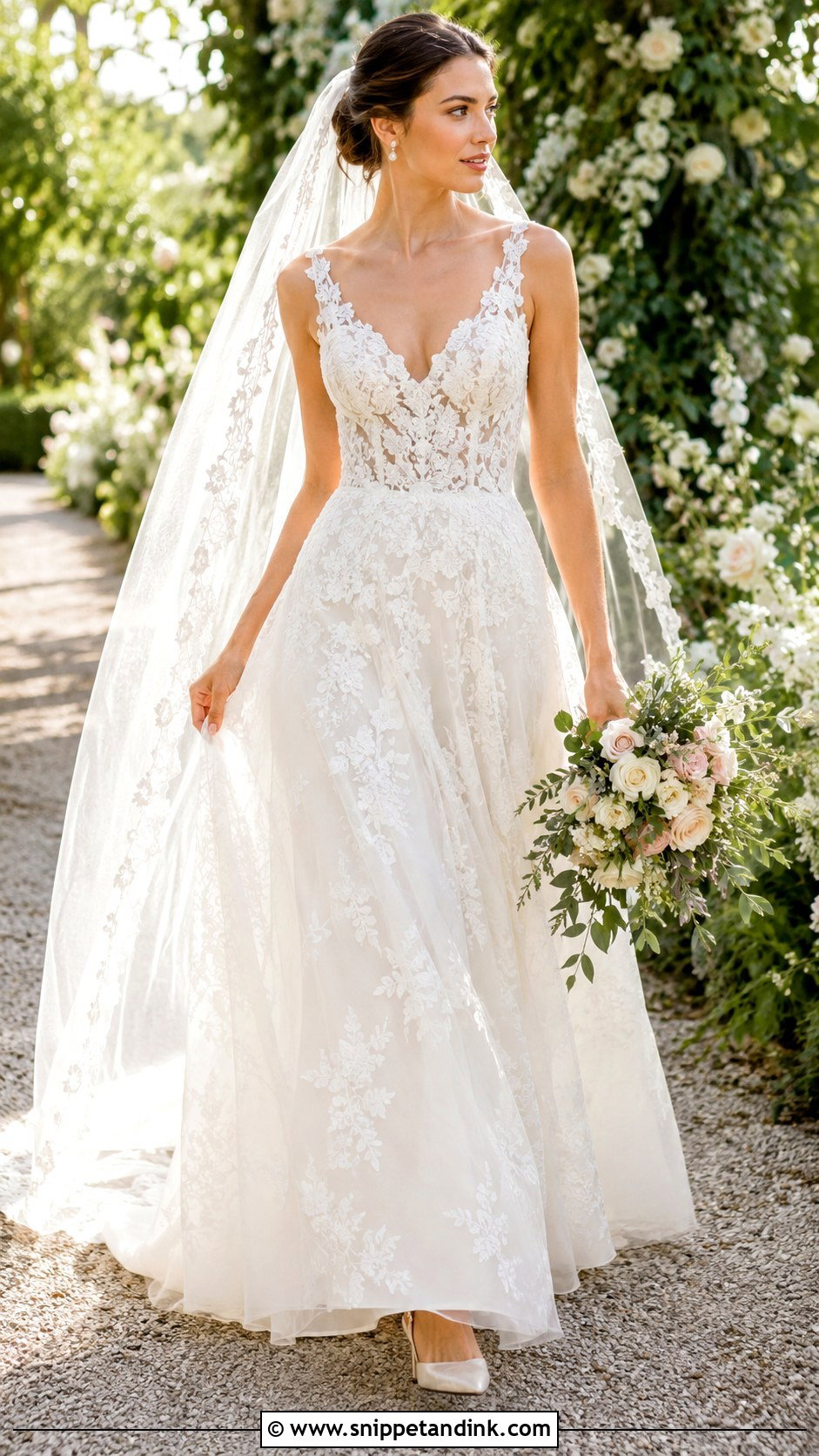 Lace A Line Wedding Gown - Snippet and Ink - 20 Latest Wedding Gowns Bridal Collection