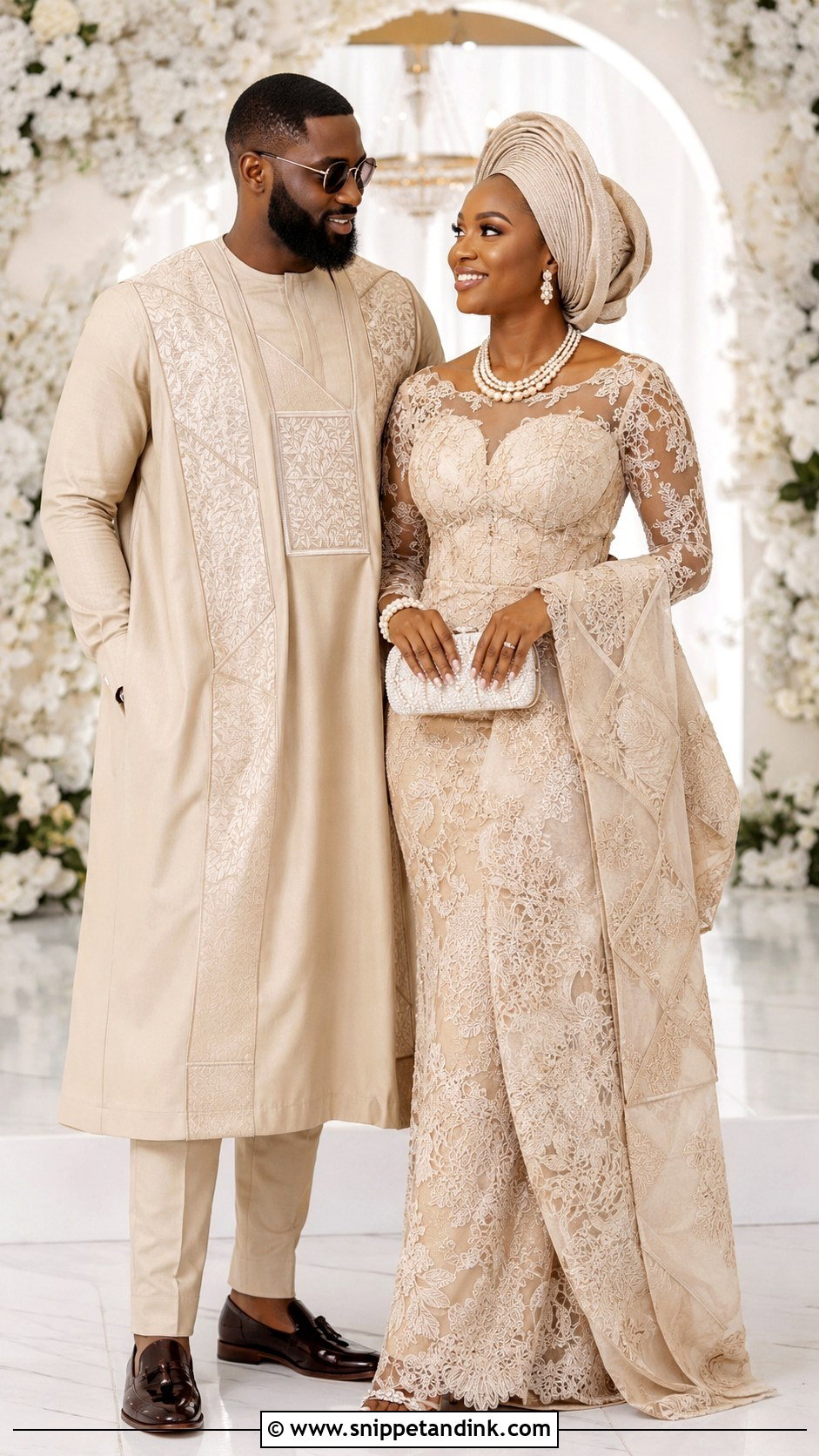 Lace African Couple Wedding Outfit - Snippet and Ink - 25 Matching African Couple Outfits Wedding
