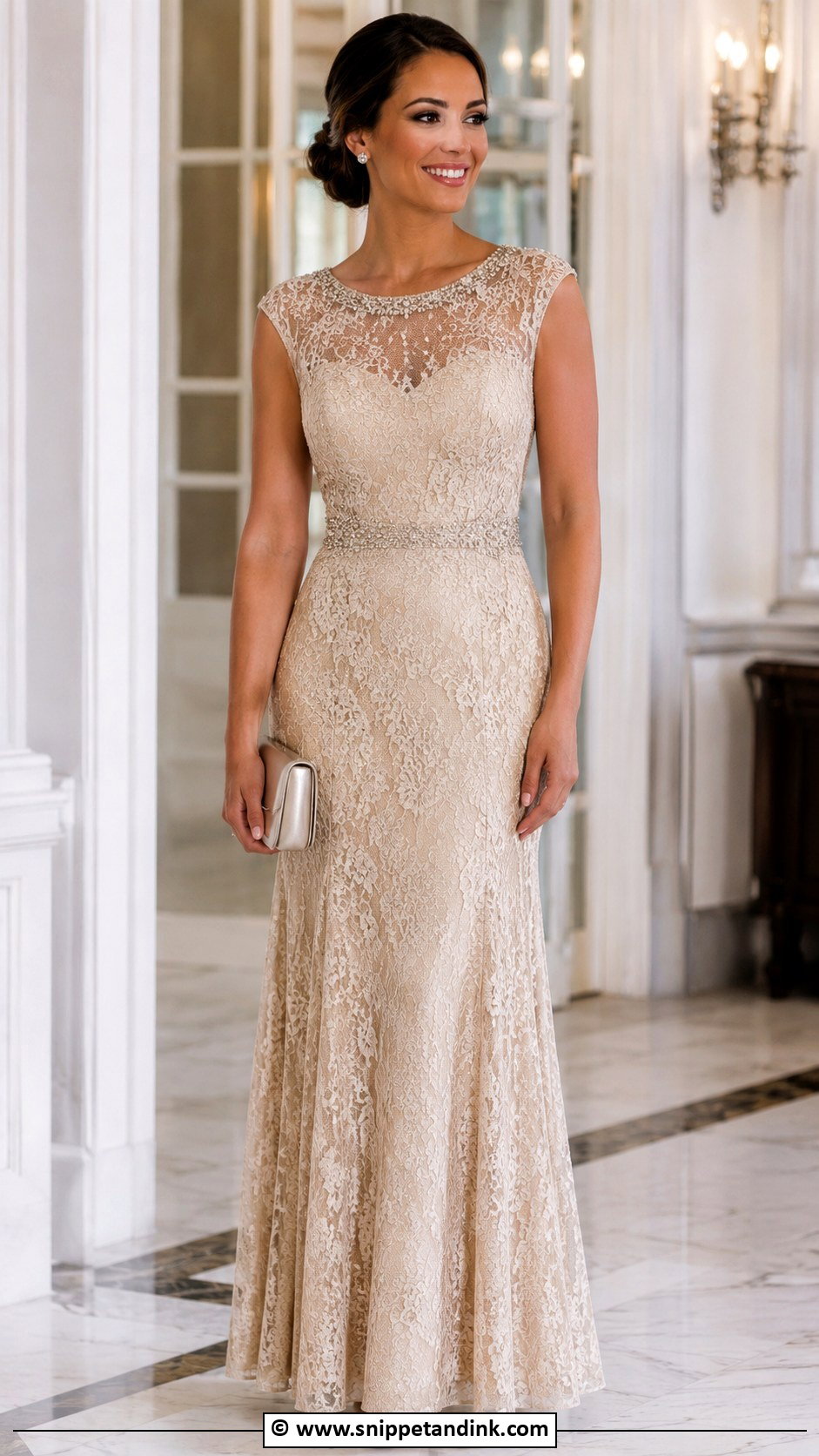 Lace And Beaded Gown - Snippet and Ink - 25 Lace Combination Gown Styles