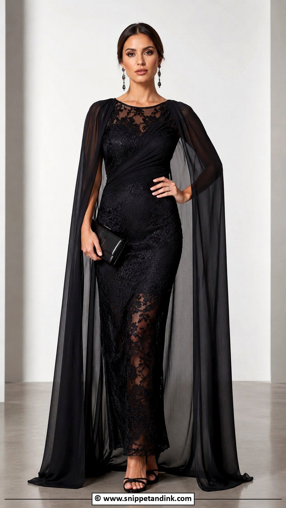 Lace And Cape Gown - Snippet and Ink - 25 Lace Combination Gown Styles