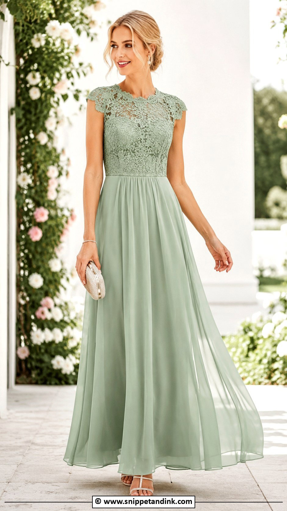 Lace And Chiffon Gown - Snippet and Ink - 25 Lace Combination Gown Styles