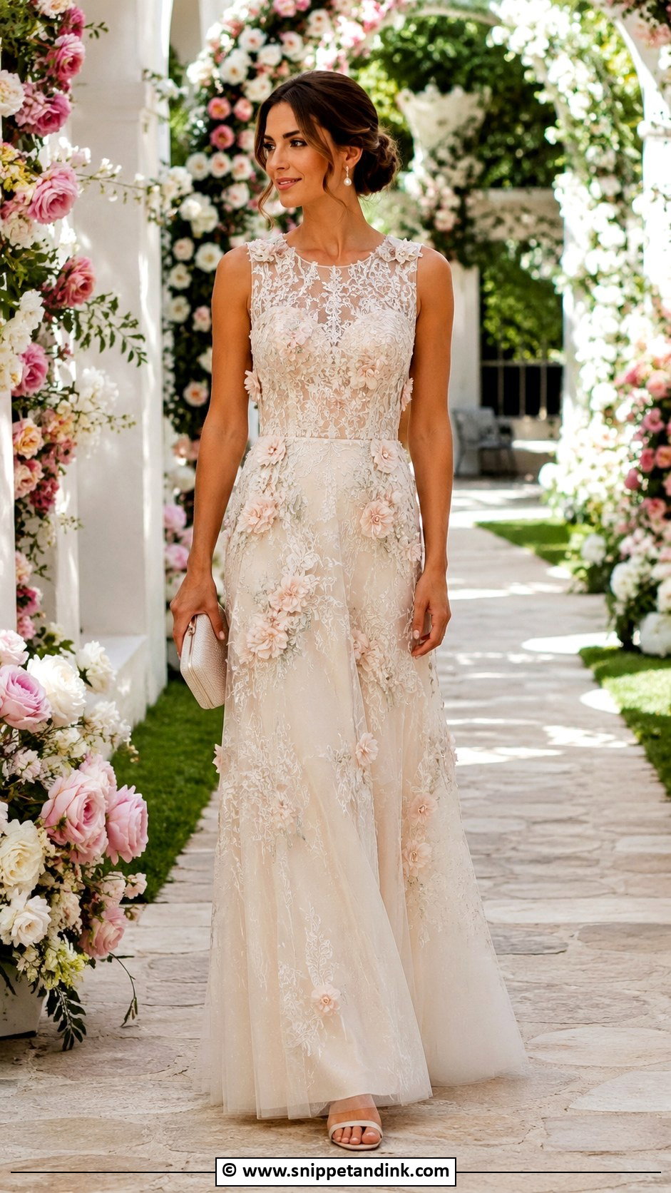 Lace And Floral Applique Gown - Snippet and Ink - 25 Lace Combination Gown Styles