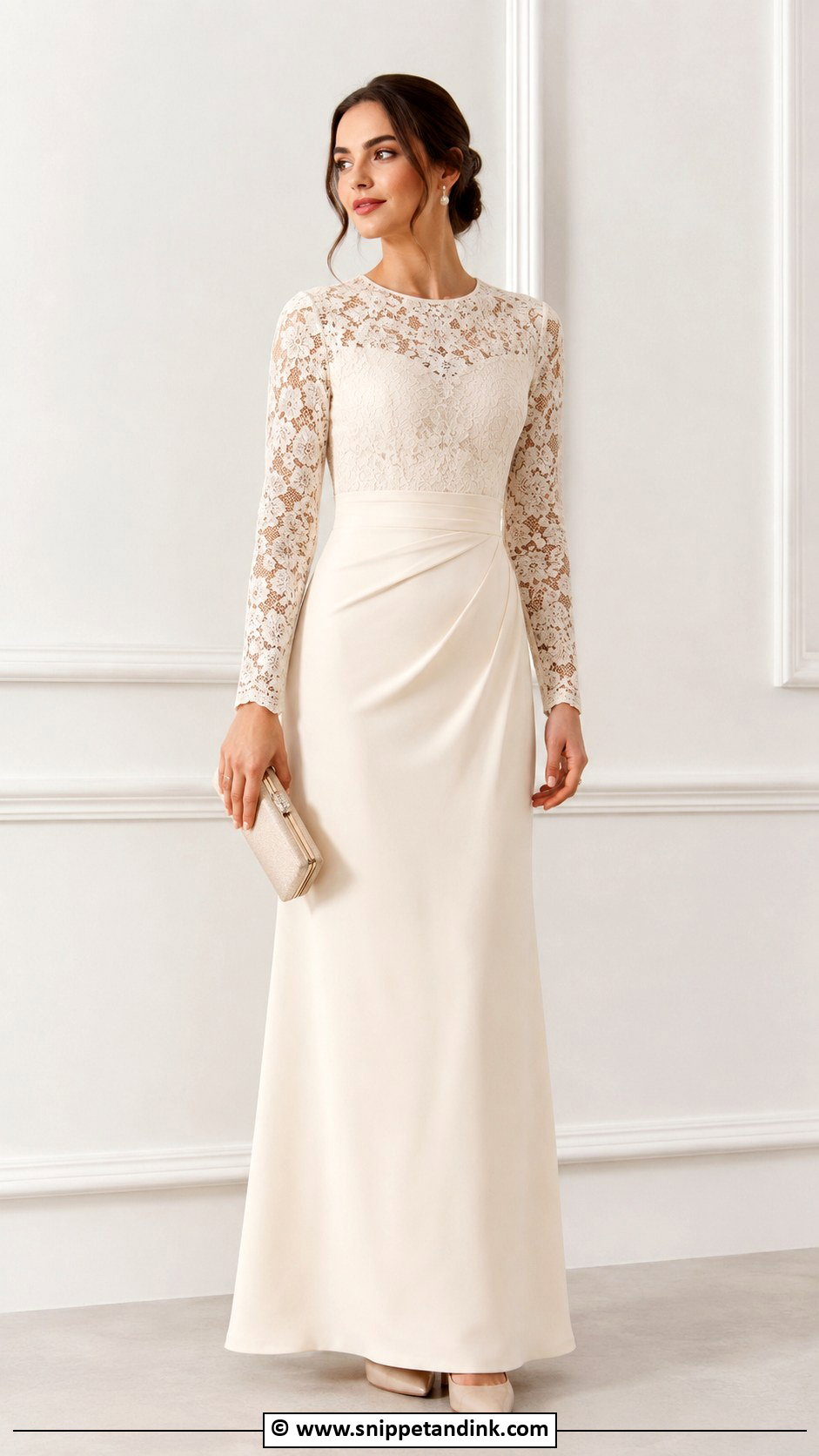 Lace And Long Sleeve Gown - Snippet and Ink - 25 Lace Combination Gown Styles