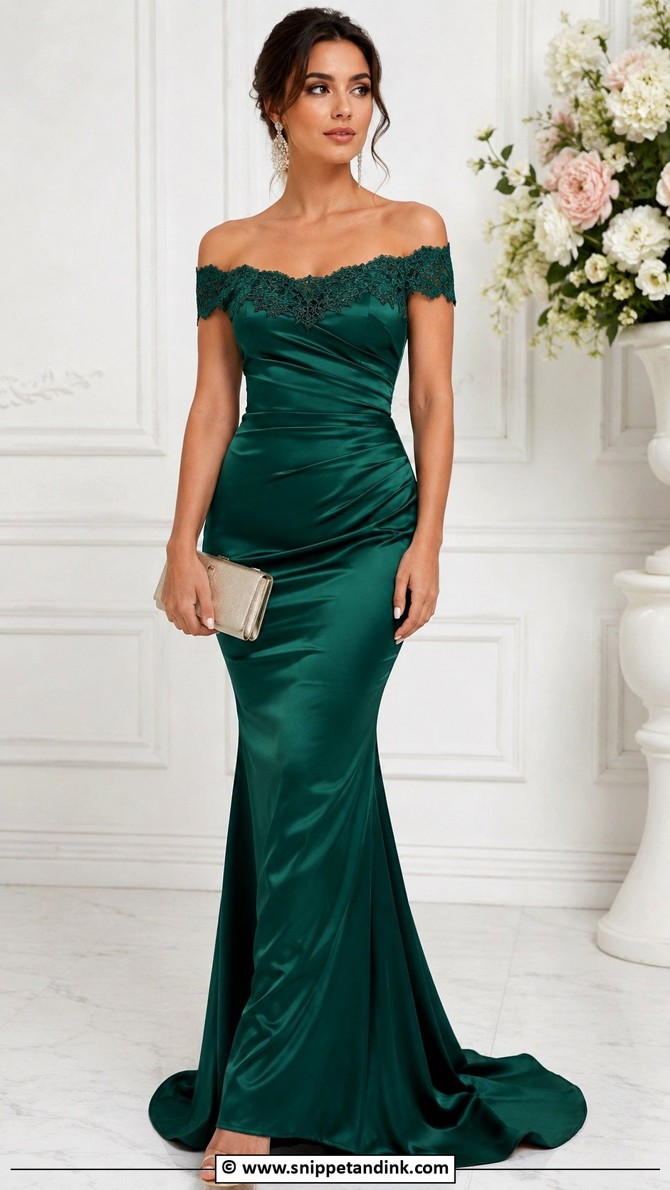 Lace And Off Shoulder Gown - Snippet and Ink - 25 Lace Combination Gown Styles